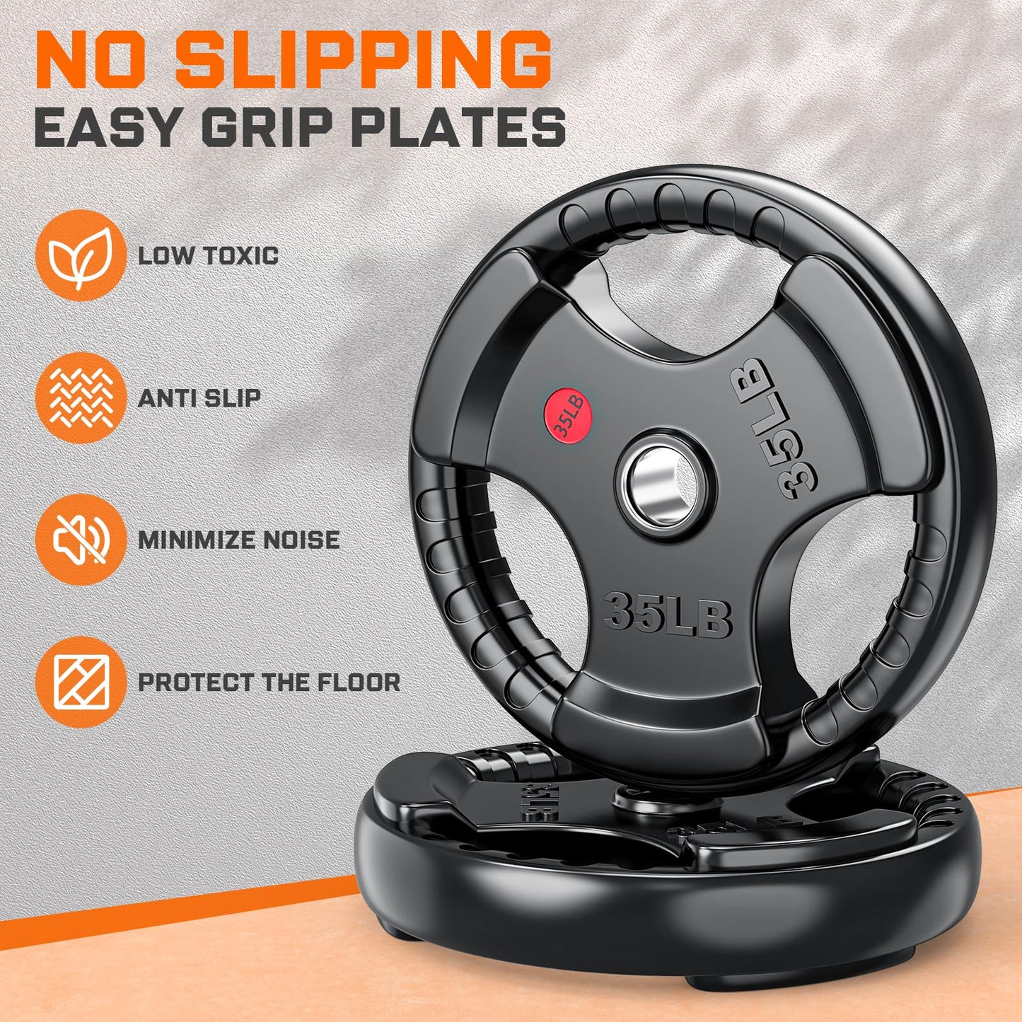 XDDIAS 2-Inch Olympic Rubber Weight Plates, Solid Cast Iron Grip Plates for Strength Training, Weightlifting, and Bodybuilding – Pairs and Sets for Home or Gym