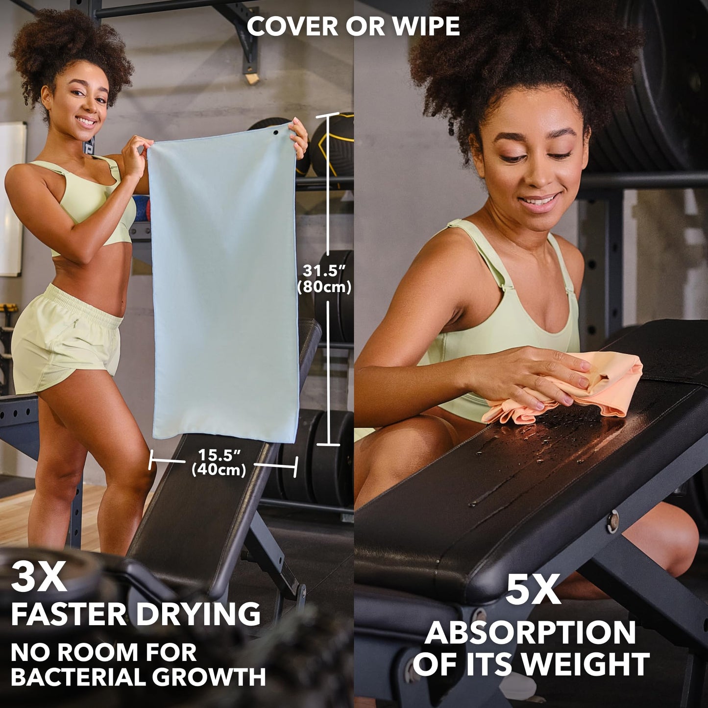 Microfiber Workout Towels (Set of 5, Pastel) – Quick Dry, Odor-Free & Highly Absorbent Gym Towels for Women & Men | Perfect for Hot Yoga, Running, Tennis, Exercise, Camping & Sports