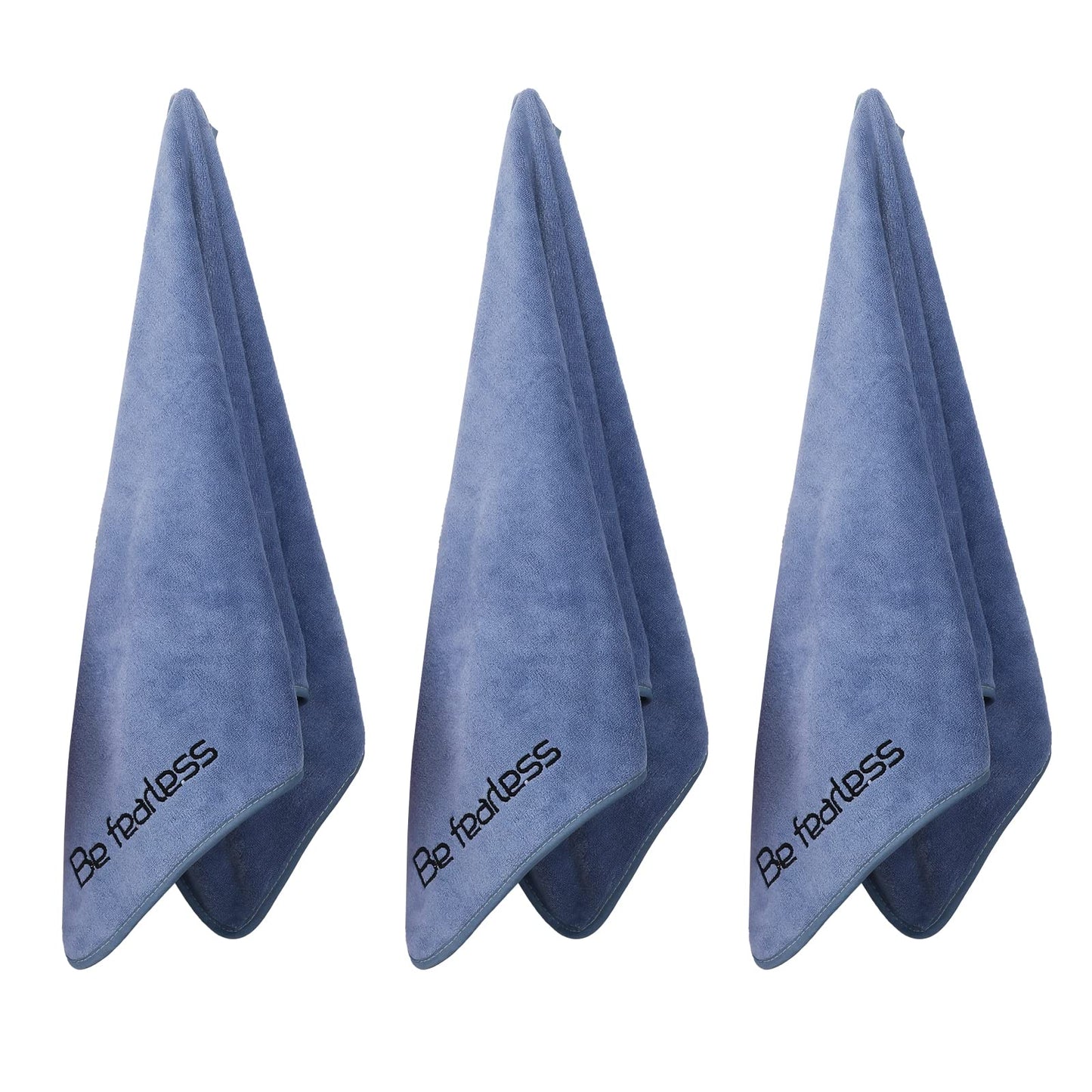 Microfiber Gym Towels (3 Pack, Blue) – Large 15"x31" 380-GSM Super Soft, Quick-Drying Towels for Exercise, Fitness, Sports & Workouts