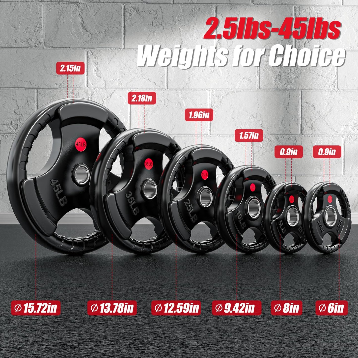 Fitvids 2-Inch Olympic Cast Iron Barbell Set, 255 lbs Weight Plates with 7FT Olympic Bar – 300 lbs Total, Multiple Package Options