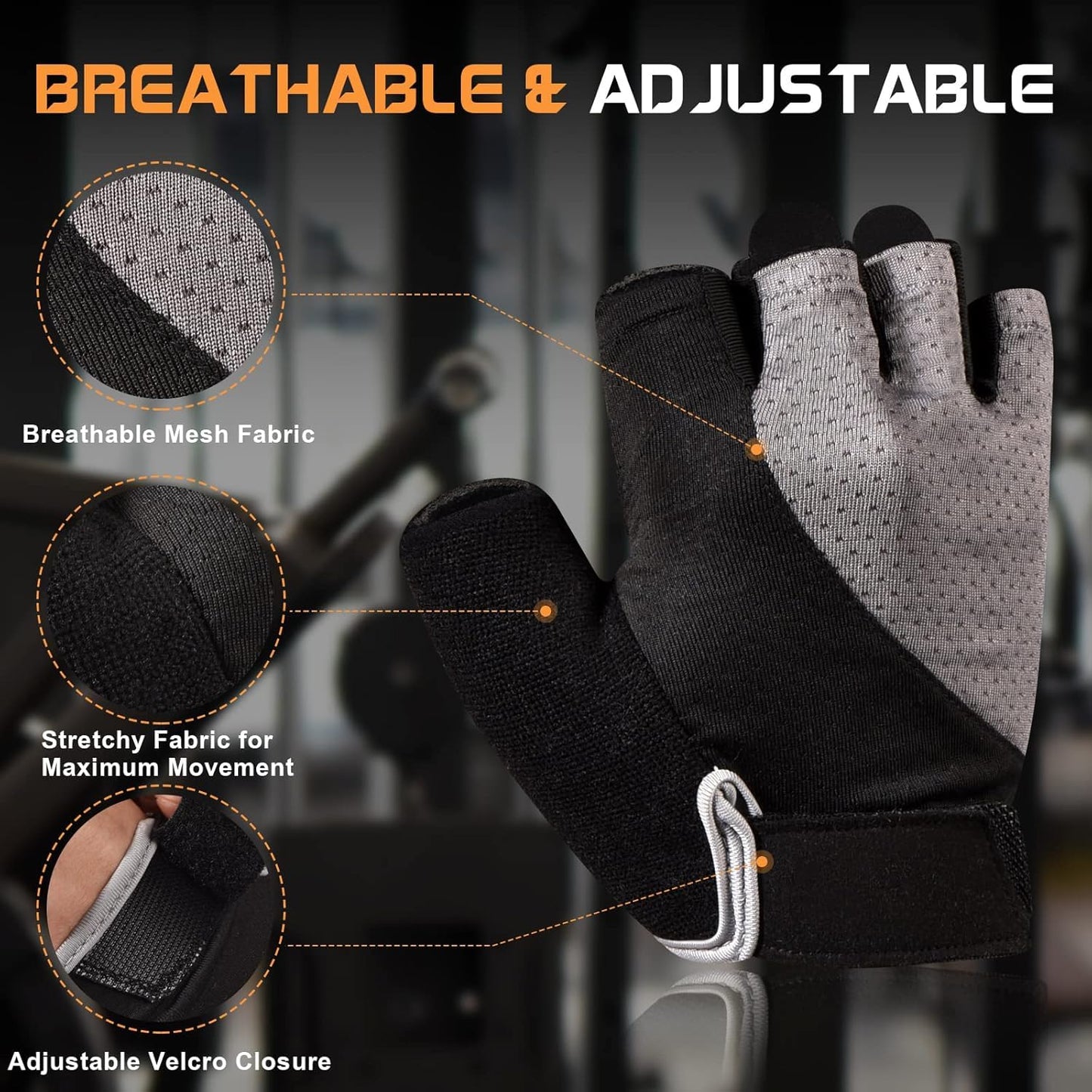 Fingerless Breathable Gym Gloves for Weightlifting, Cycling, and Workout Training