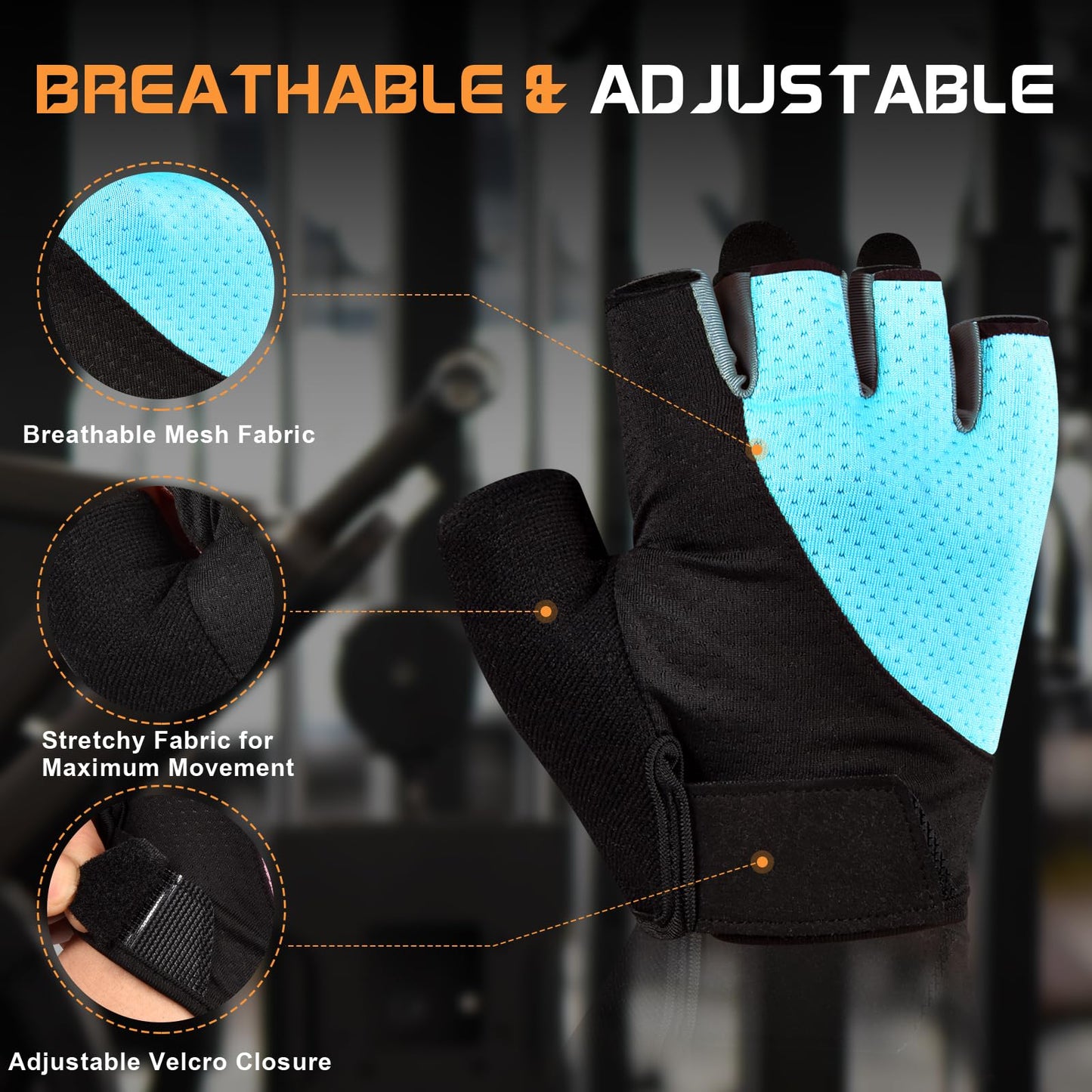 Fingerless Breathable Workout Gloves for Weightlifting, Cycling, and Gym Training