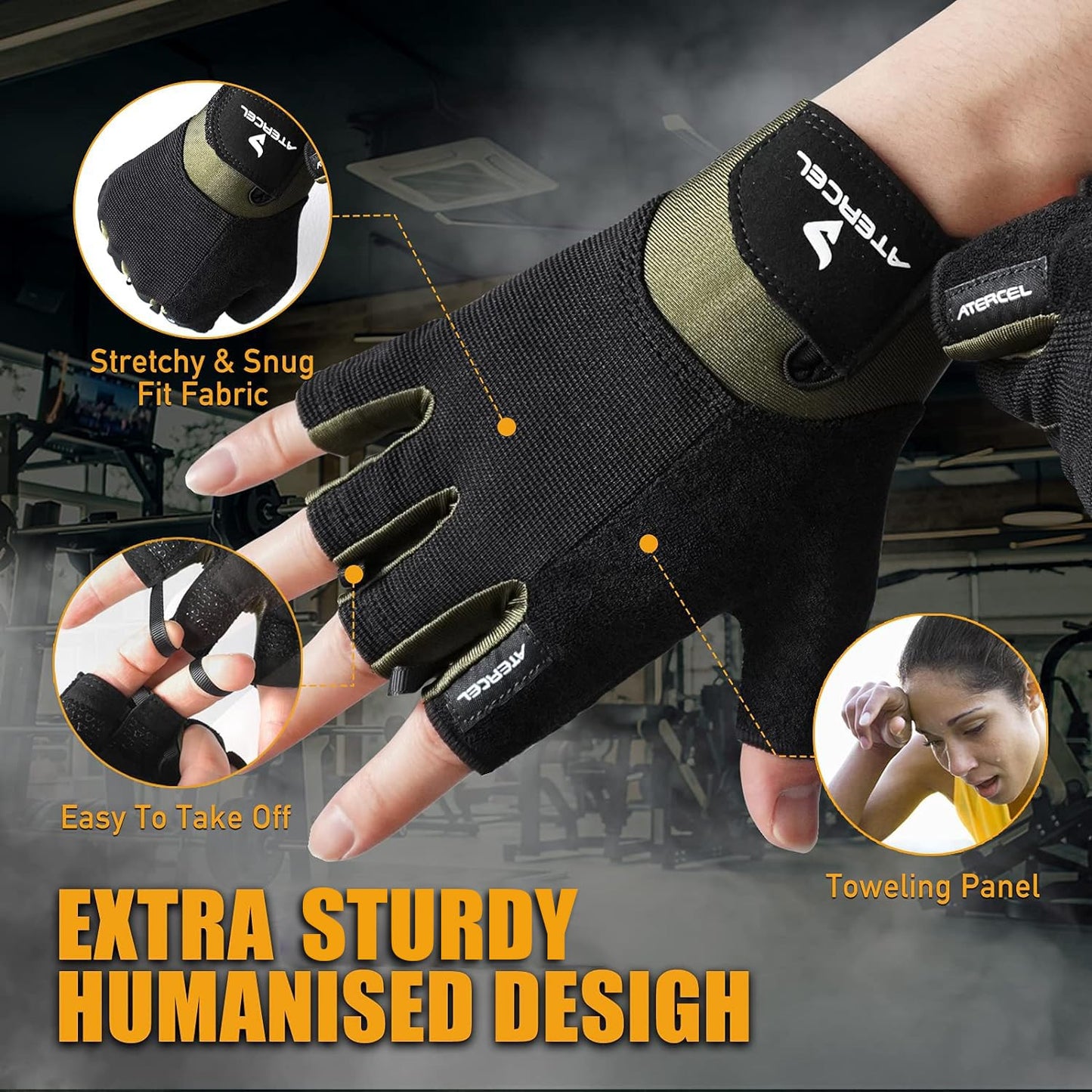 Workout Gloves for Men and Women, Breathable Snug-Fit Exercise Gloves for Weight Lifting, Cycling, and Gym Training