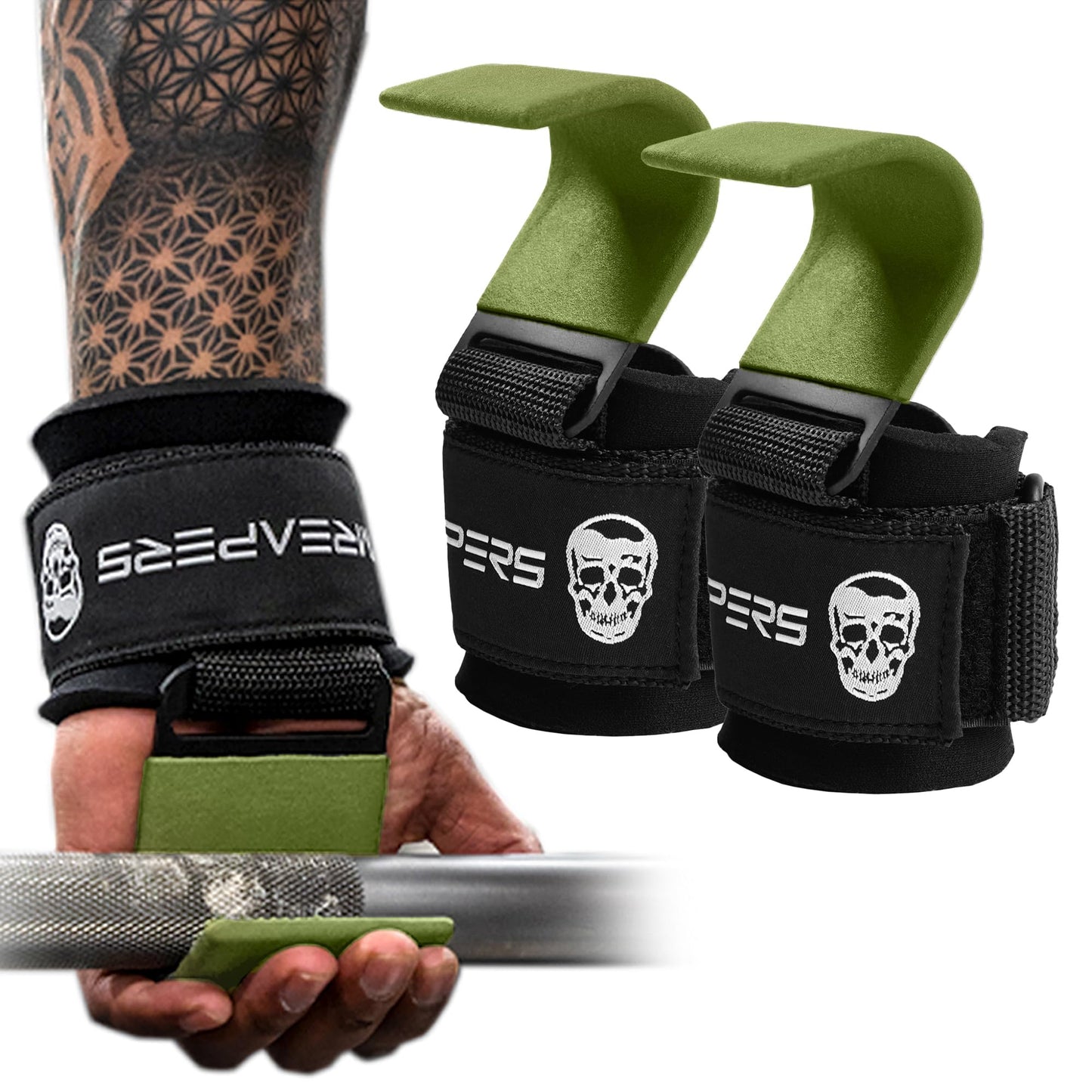 Weight Lifting Hooks Pair with Heavy Duty Wrist Straps, Hand Grip Support for Deadlifts, Pull Ups, and Shrugs for Men and Women