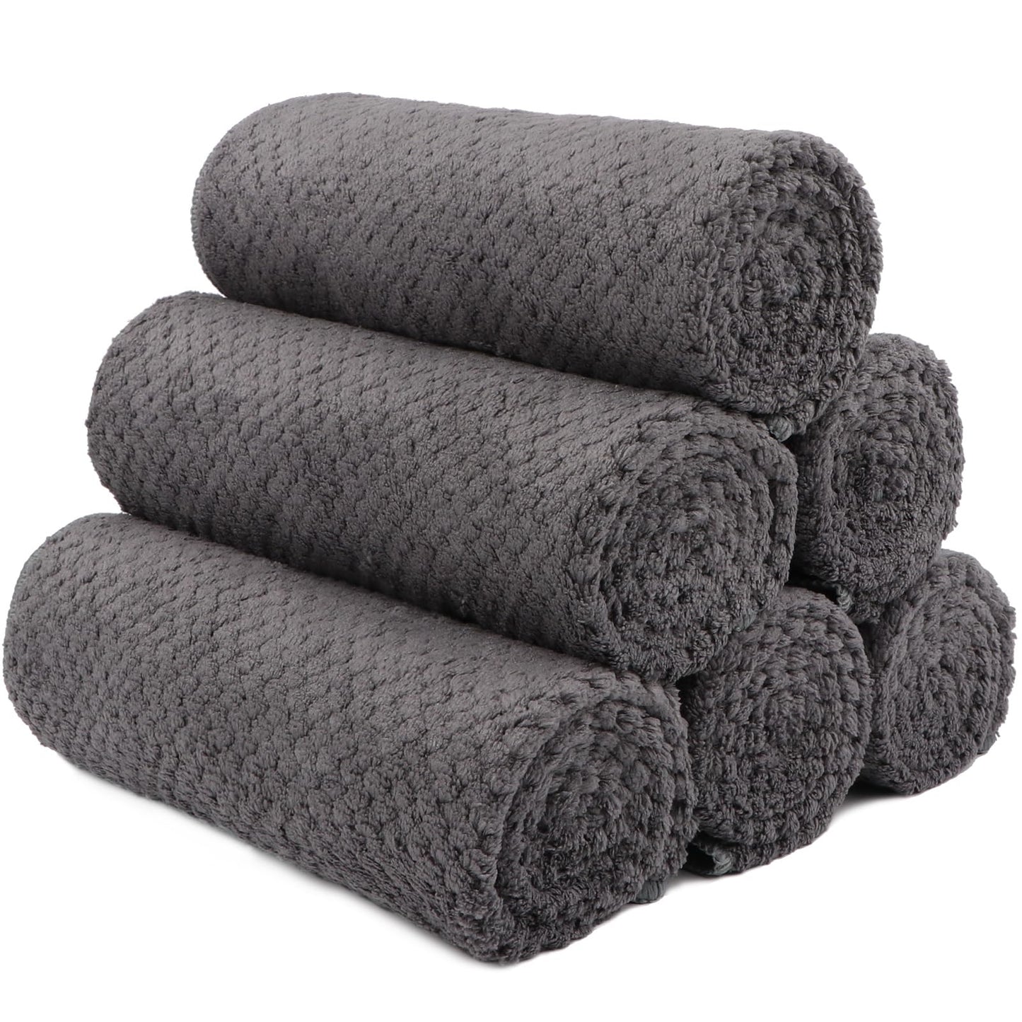 HOMEXCEL Gym Towels (6 Pack, 16x27 Inches) – Ultra Soft & Fast Drying Microfiber Towels for Gym, Yoga, Fitness, Spa, Camping & Hotel Use | Highly Absorbent Hand Towels for Daily Use