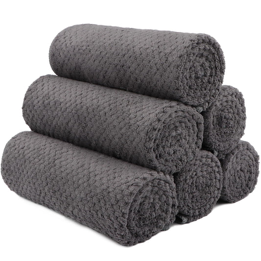 HOMEXCEL Gym Towels (6 Pack, 16x27 Inches) – Ultra Soft & Fast Drying Microfiber Towels for Gym, Yoga, Fitness, Spa, Camping & Hotel Use | Highly Absorbent Hand Towels for Daily Use