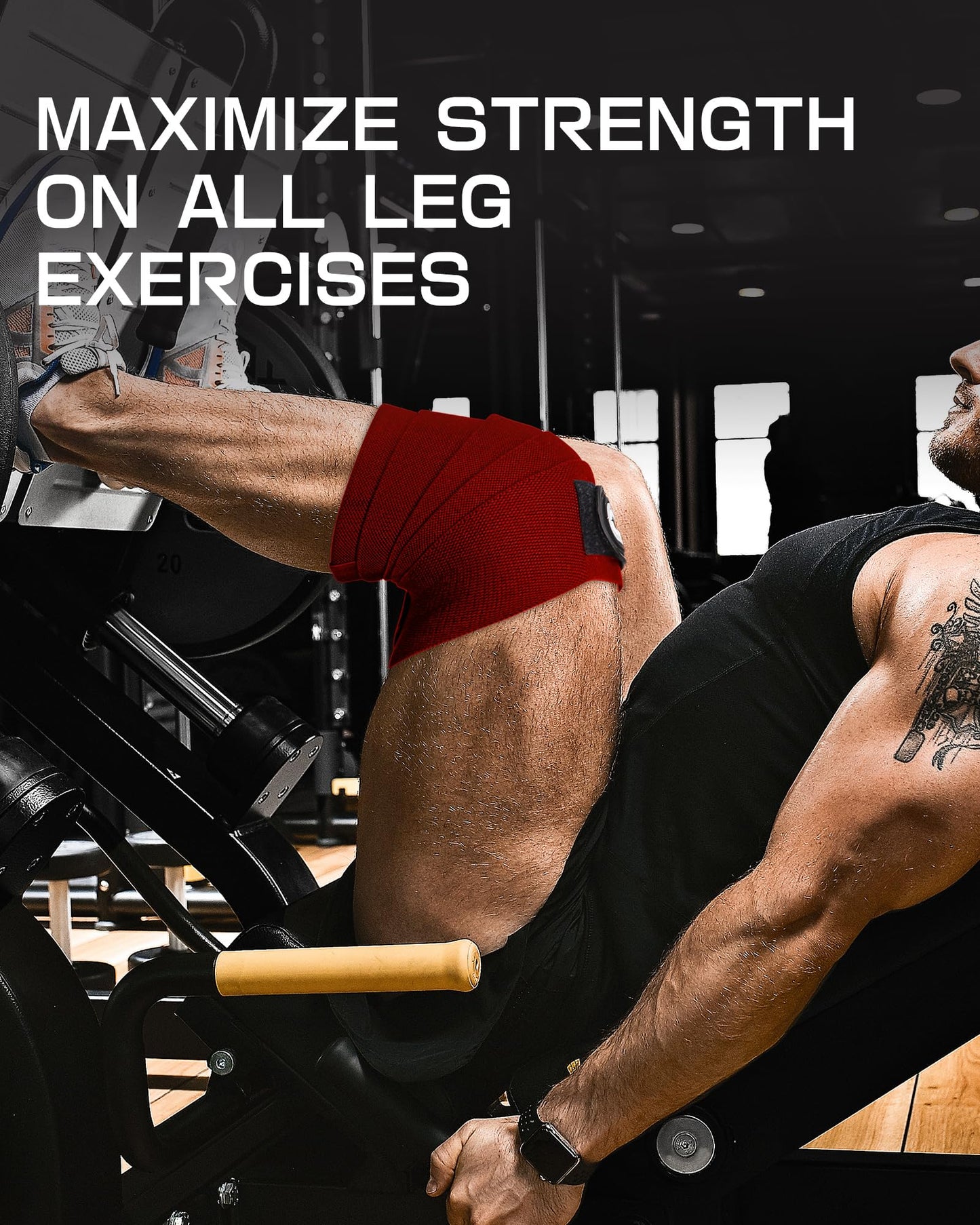 Jaffick Knee Wraps for Weightlifting (Pair) – 70" Double-Layer Reinforced Compression Knee Straps with Adjustable Support – Premium Knee Wraps for Powerlifting, Squats, and Strength Training – Gym Accessories for Men & Women