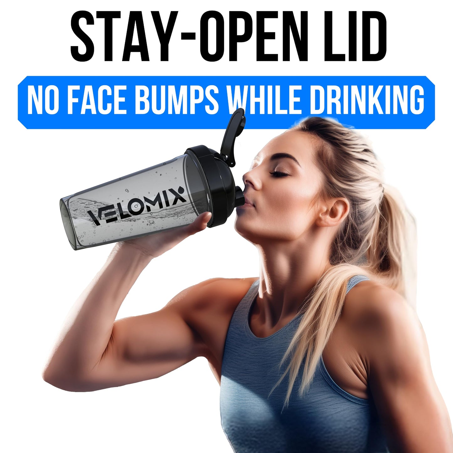 VELOMIX 2-Pack Protein Shaker Bottles (28oz) – Leak-Proof Shaker Cups with Dual Wire Whisks – Ideal for Protein Shakes, Smoothies & Pre-Workout Drinks – Durable & BPA-Free (Black/Transparent)