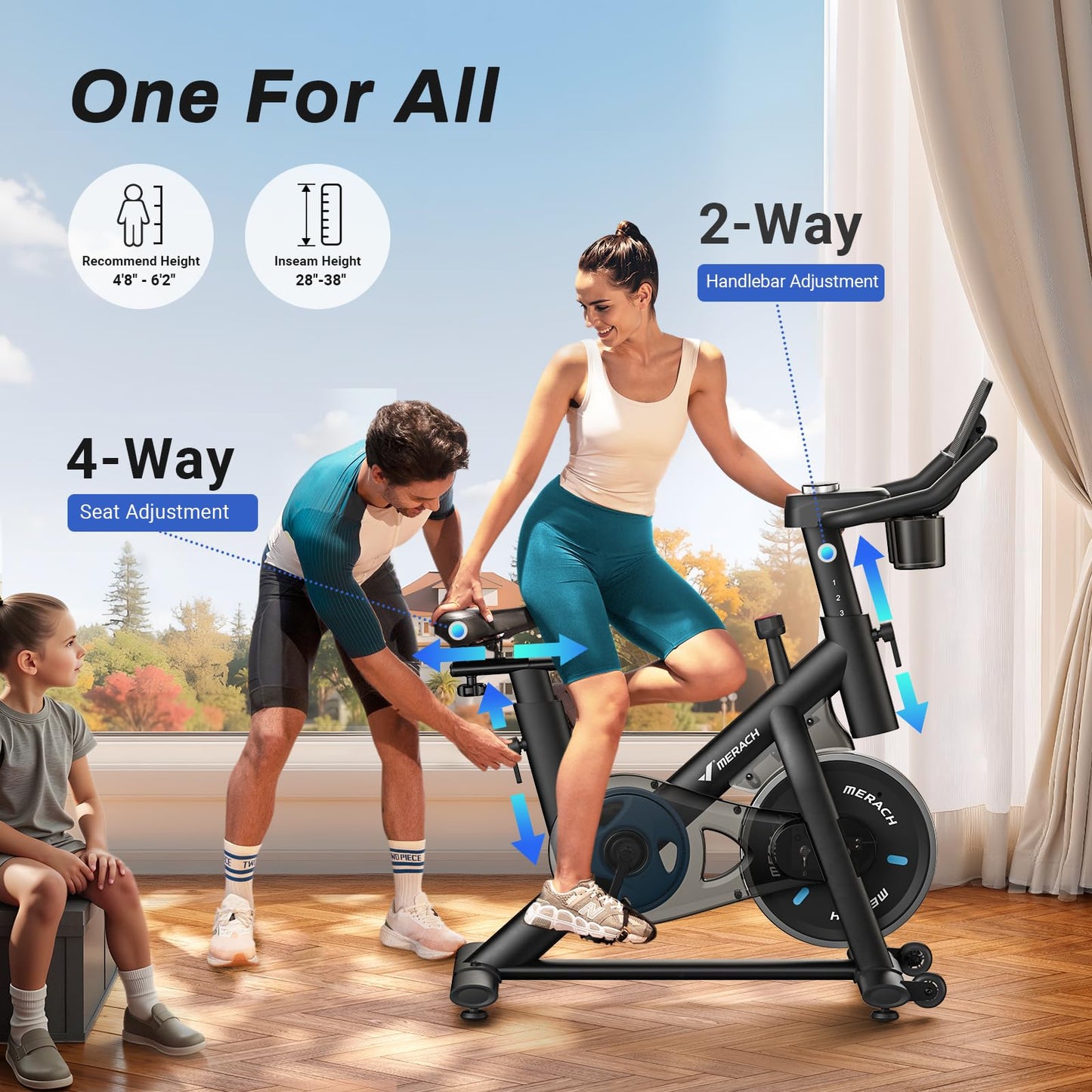 Brake Pad Stationary Exercise Bike, Low Noise Indoor Cycling Bike with 300lbs Capacity, Tablet Mount & App Fitness Courses