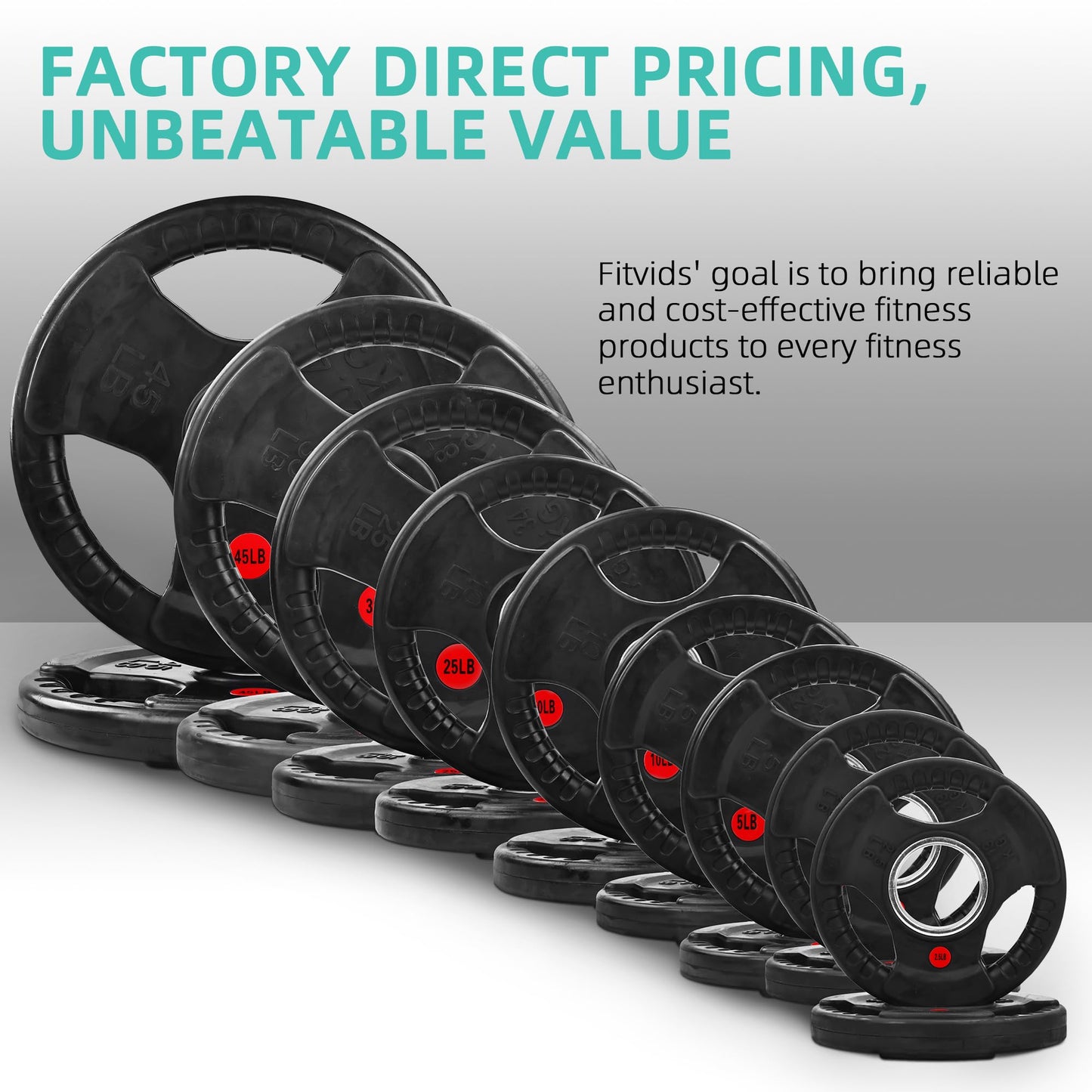 Fitvids 2-Inch Olympic Cast Iron Weight Plates with 5FT Barbell and Safety Locks – 100 lbs Set (85 lbs Plates + 15 lbs Bar), Multiple Package Options