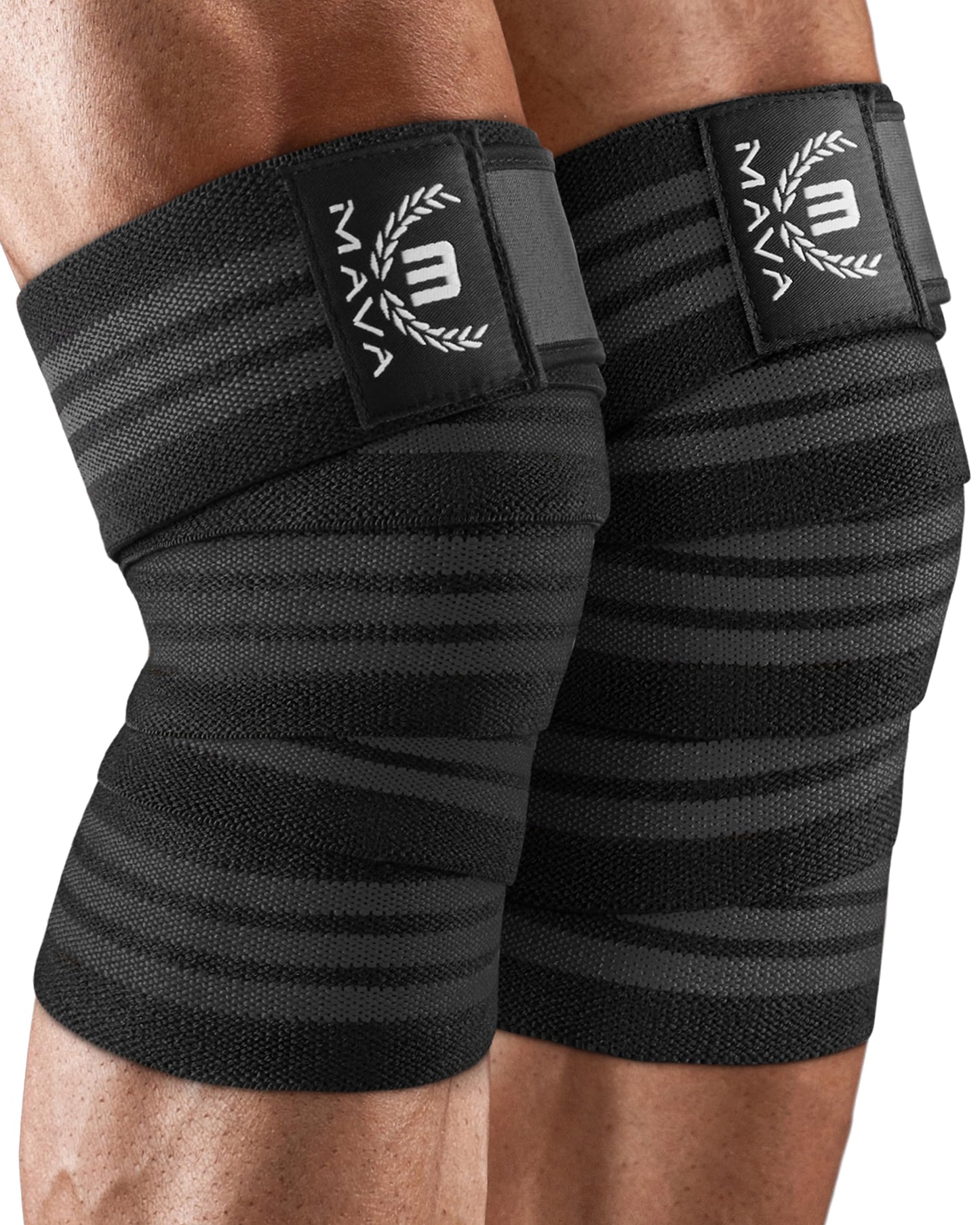 72" Elastic Knee Wraps for Men and Women, Pair of Compression Straps for Squats, Weightlifting, Cross Training, WODs, and Gym Workouts