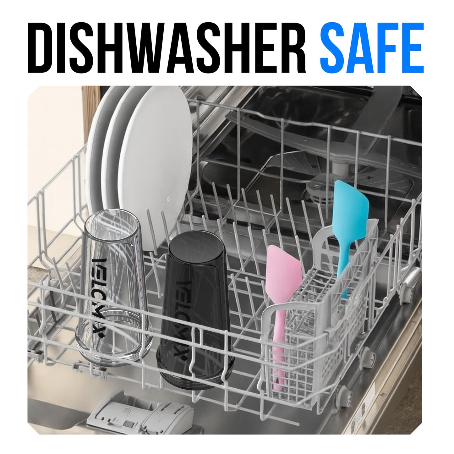 VELOMIX 2-Pack Protein Shaker Bottles (28oz) – Leak-Proof Shaker Cups with Dual Wire Whisks – Ideal for Protein Shakes, Smoothies & Pre-Workout Drinks – Durable & BPA-Free (Black/Transparent)