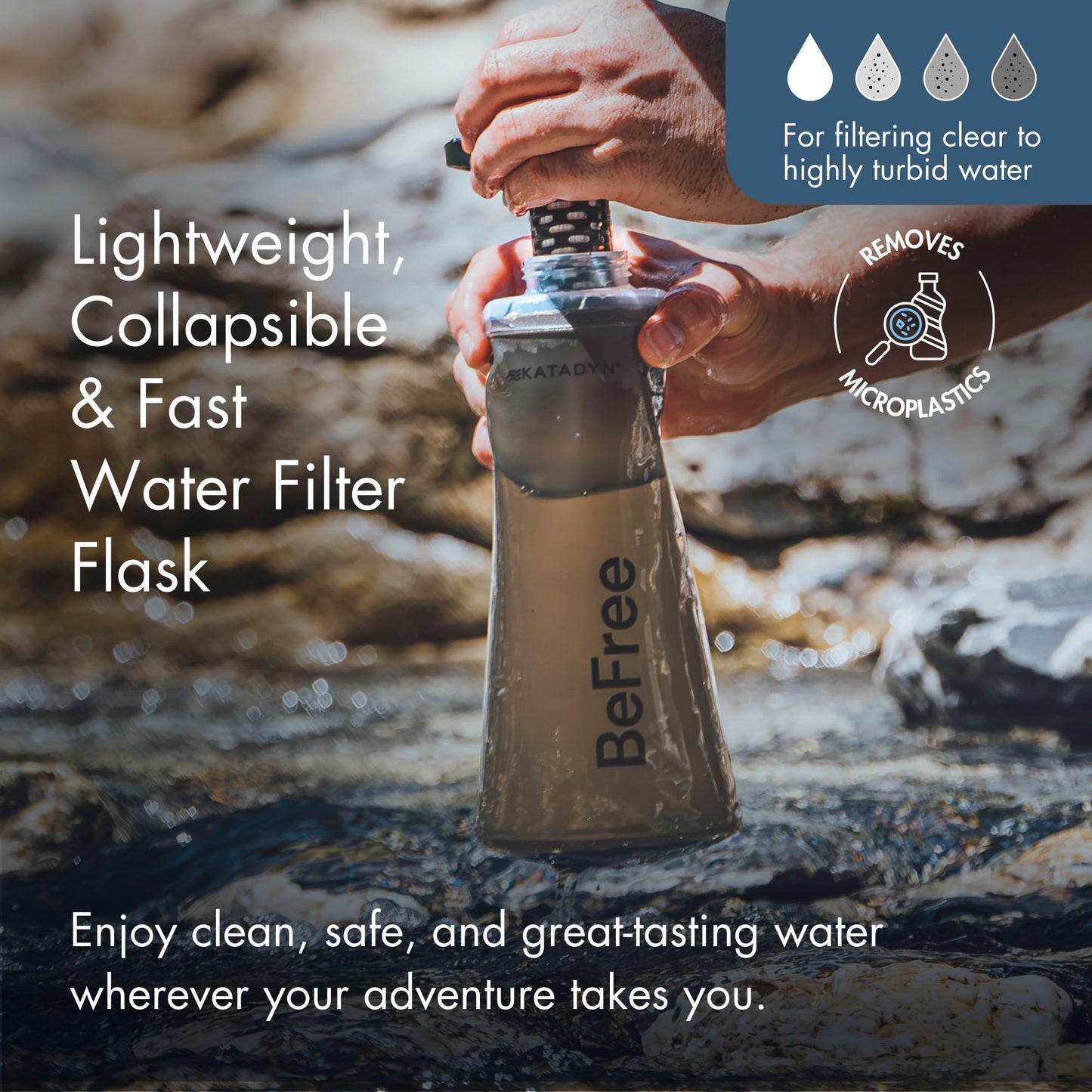 Katadyn BeFree 1.0L Ultralight Collapsible Water Filter Bottle – Compact Portable Water Purifier for Hiking, Camping, and Backpacking Adventures