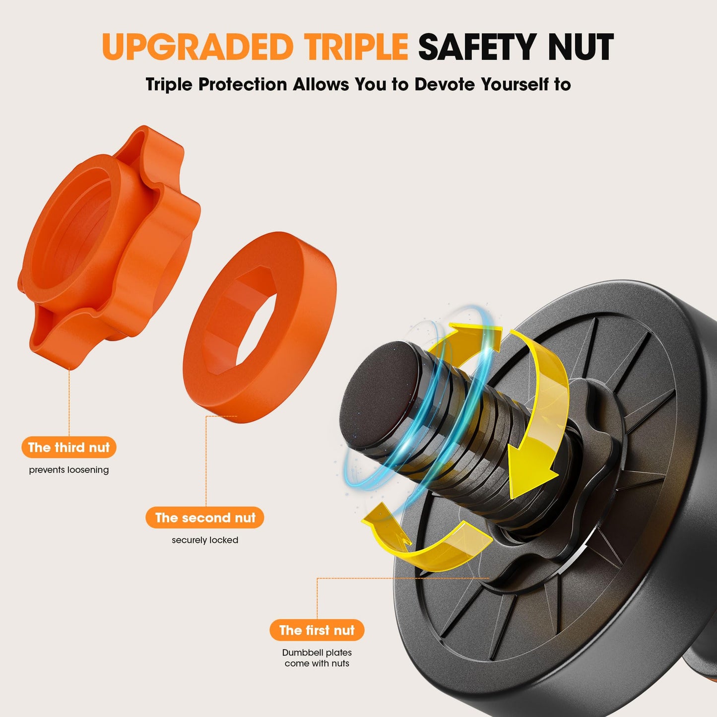 Adjustable 4-in-1 Dumbbell Set 20/50/70/90 lbs, Converts to Barbell, Kettlebell and Push-Up Stand for Home Gym Workouts