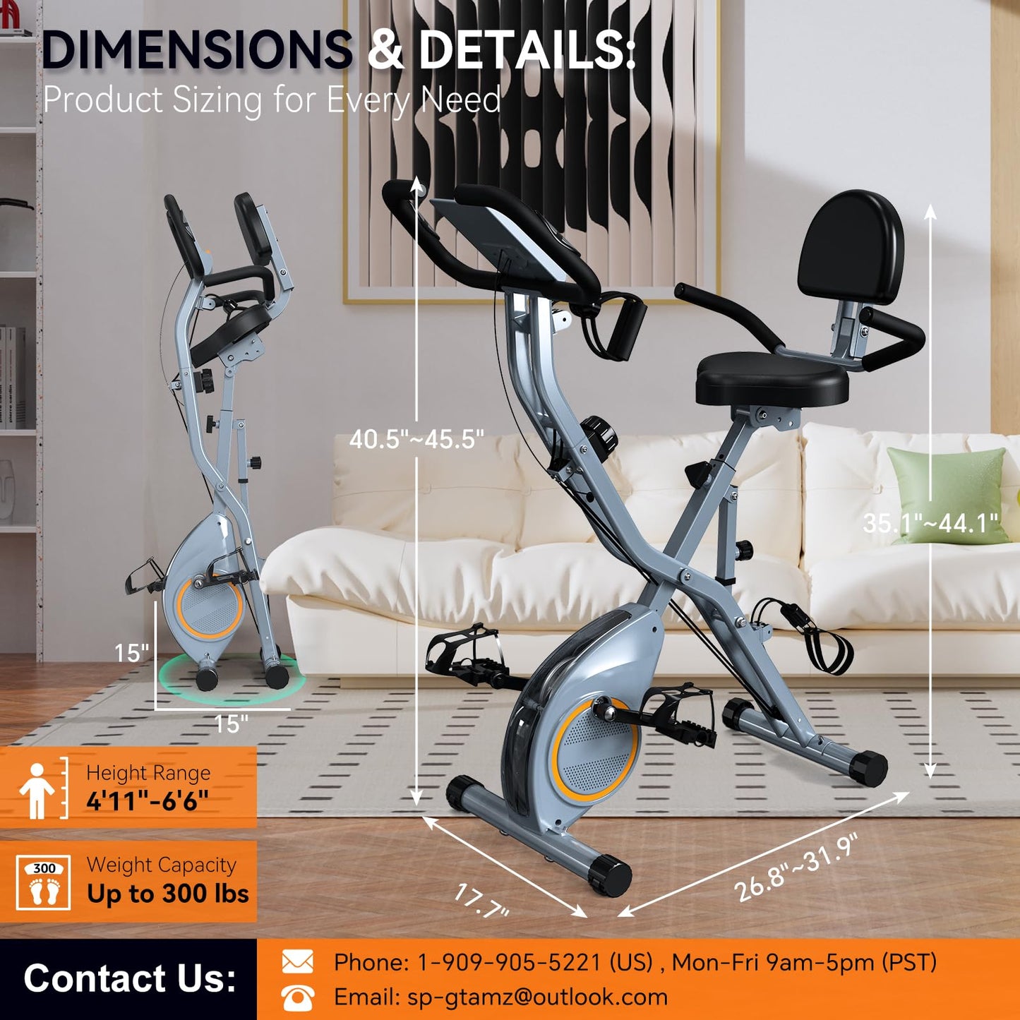 **Foldable 5-in-1 Exercise Bike for Home – 2025 Designed 817 X-Bike, Stationary Indoor Cycling Bike with 16-Level Quiet Magnetic Resistance, 6.6 lbs Flywheel & 300 lbs Weight Capacity**