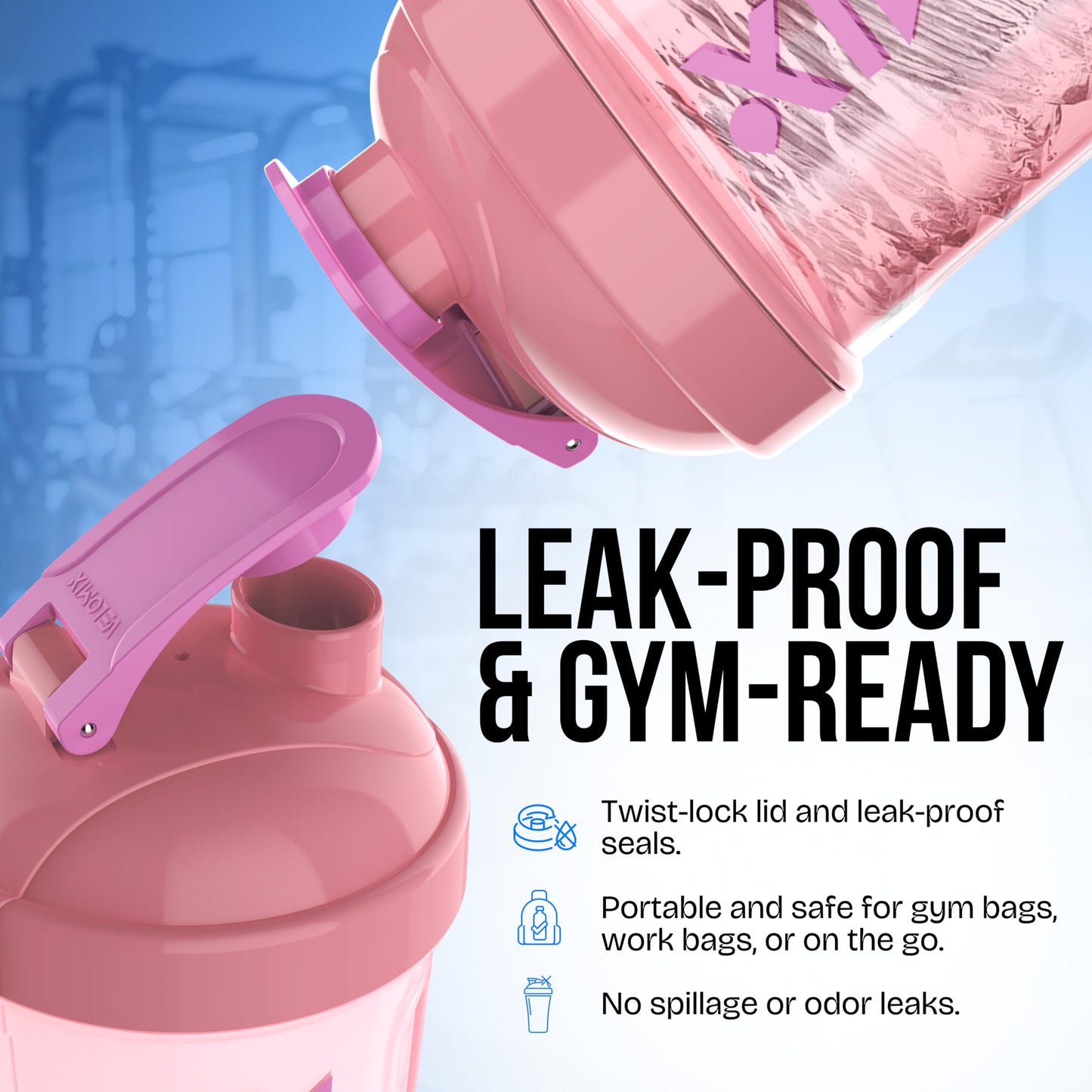 VELOMIX Electric Protein Shaker Bottle (24oz) – USB-C Rechargeable, Leak-Proof Automatic Mixer Cup – Portable Electric Blender Bottle for Protein Shakes, Smoothies & Pre-Workout Drinks (Pink)