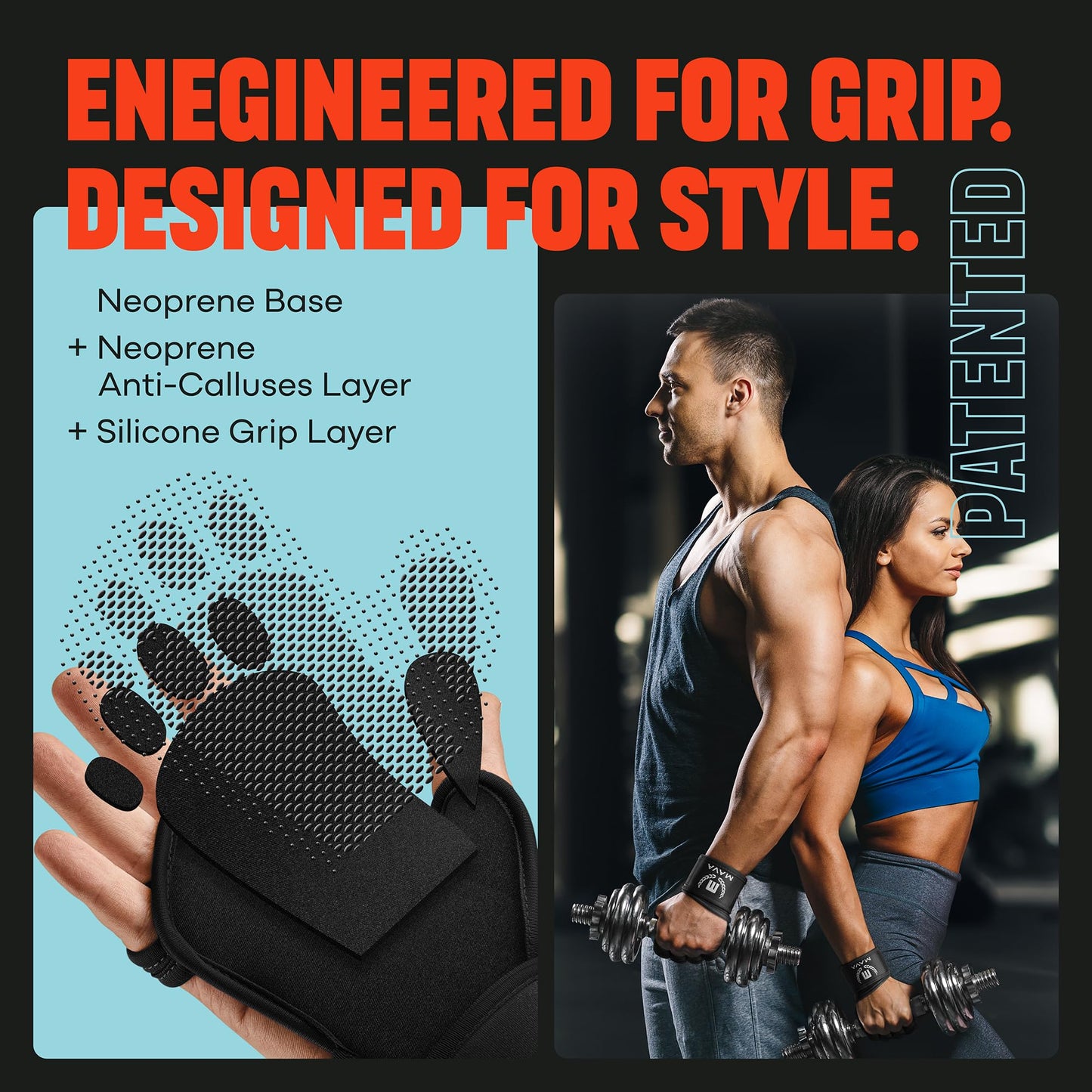 Padded Weight Lifting Gloves for Men and Women, Fingerless Workout Gloves with Wrist Support, Strong Grip and Anti-Sweat for Gym Training