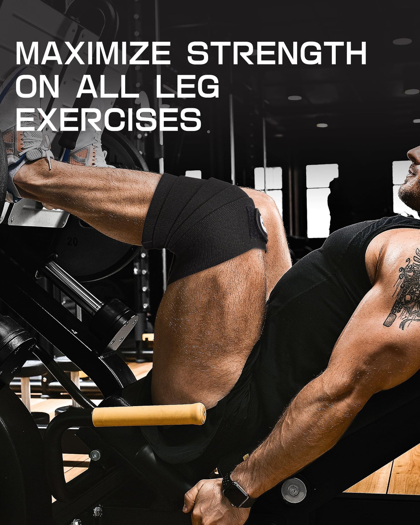 Jaffick Knee Wraps for Weightlifting (Pair) – 70" Double-Layer Reinforced Compression Knee Straps with Adjustable Hook-and-Loop Closure – Heavy-Duty Knee Support for Powerlifting, Squats & Strength Training – Gym Accessories for Men & Women