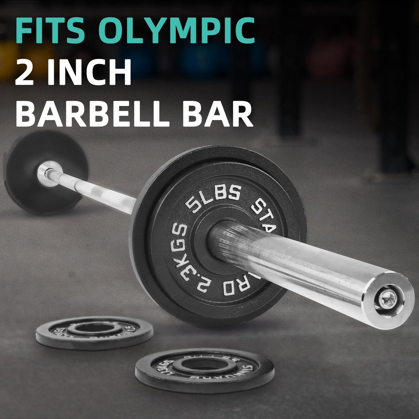Fitvids 2-Inch Olympic Cast Iron Barbell Set, 255 lbs Weight Plates with 7FT Olympic Bar – 300 lbs Total, Multiple Package Options