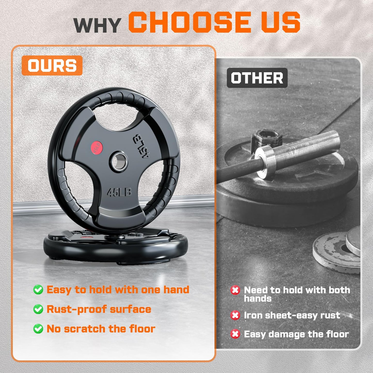 XDDIAS 2-Inch Olympic Rubber Weight Plates, Solid Cast Iron Grip Plates for Strength Training, Weightlifting, and Bodybuilding – Pairs and Sets for Home or Gym