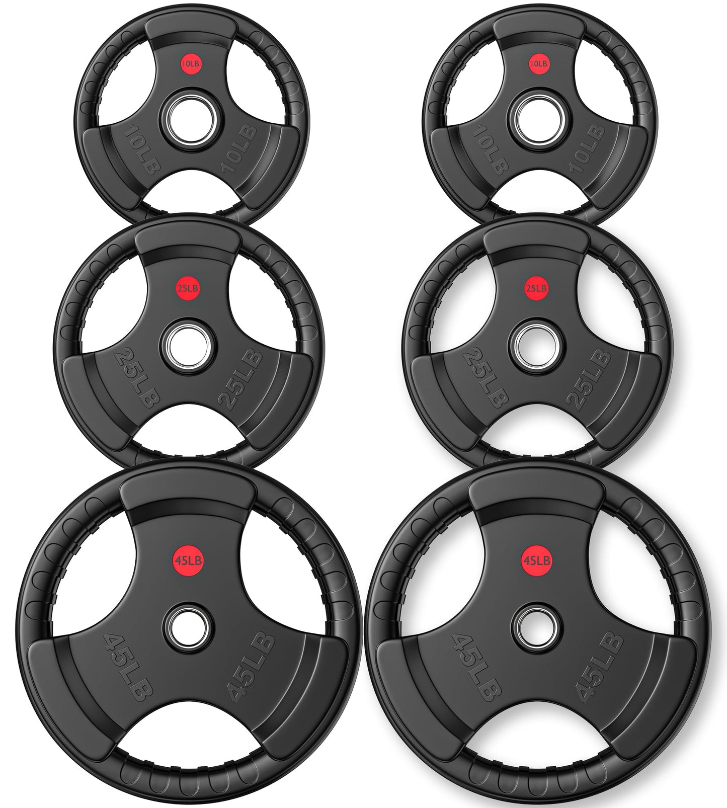 GIKPAL 2-Inch Rubber Olympic Grip Weight Plates, Barbell Plates for Strength Training and Weightlifting – 2.5, 5, 10, 25, 35, 45 lbs Options for Home or Gym