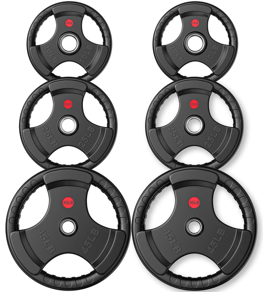 GIKPAL 2-Inch Rubber Olympic Grip Weight Plates, Barbell Plates for Strength Training and Weightlifting – 2.5, 5, 10, 25, 35, 45 lbs Options for Home or Gym