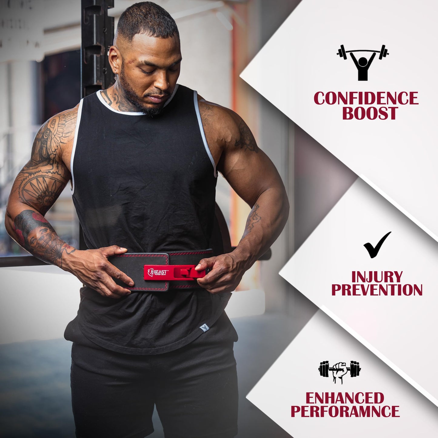 Weight Lifting Belt with Lever Buckle, 10–13MM Thick, 4-Inch Strap for Powerlifting, Deadlifts, Squats, and Weightlifting, Men and Women