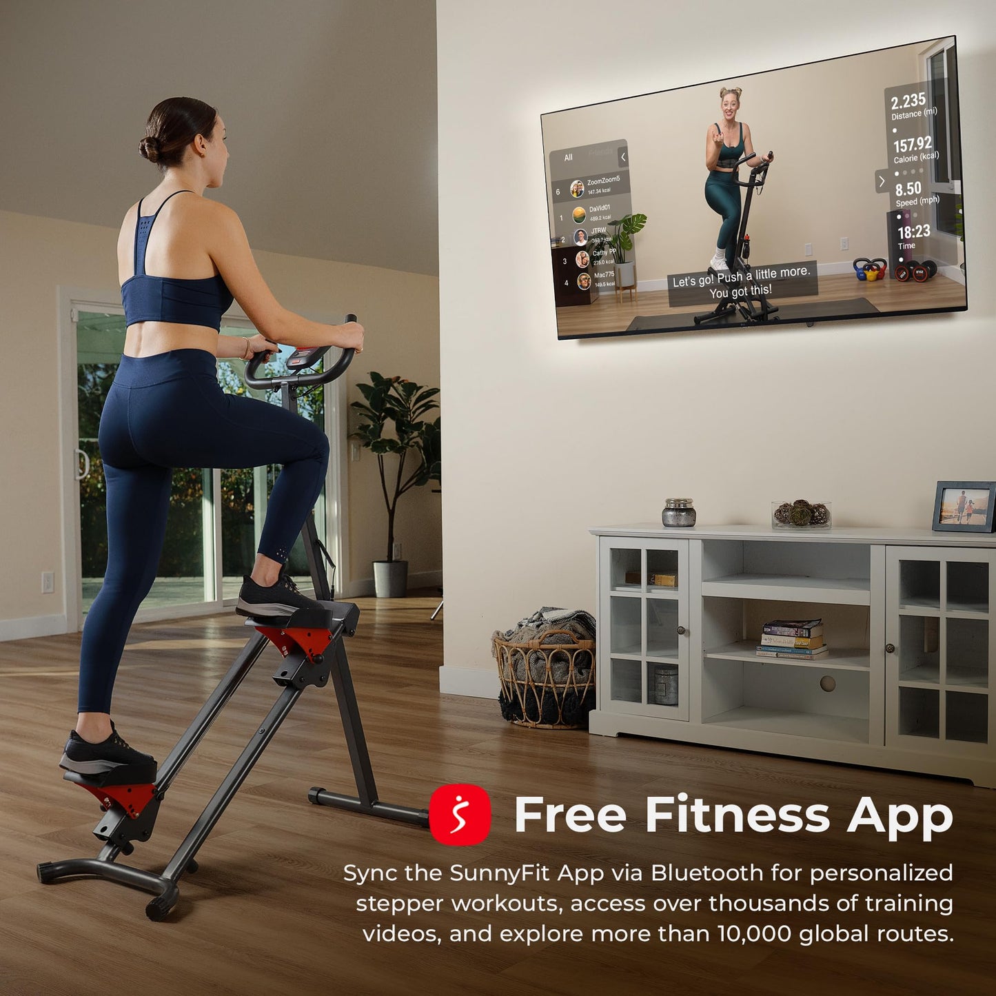Stair Stepper with Handlebar, Extended Step Range Climber Machine for Legs, Core & Glute Workouts, App Compatible