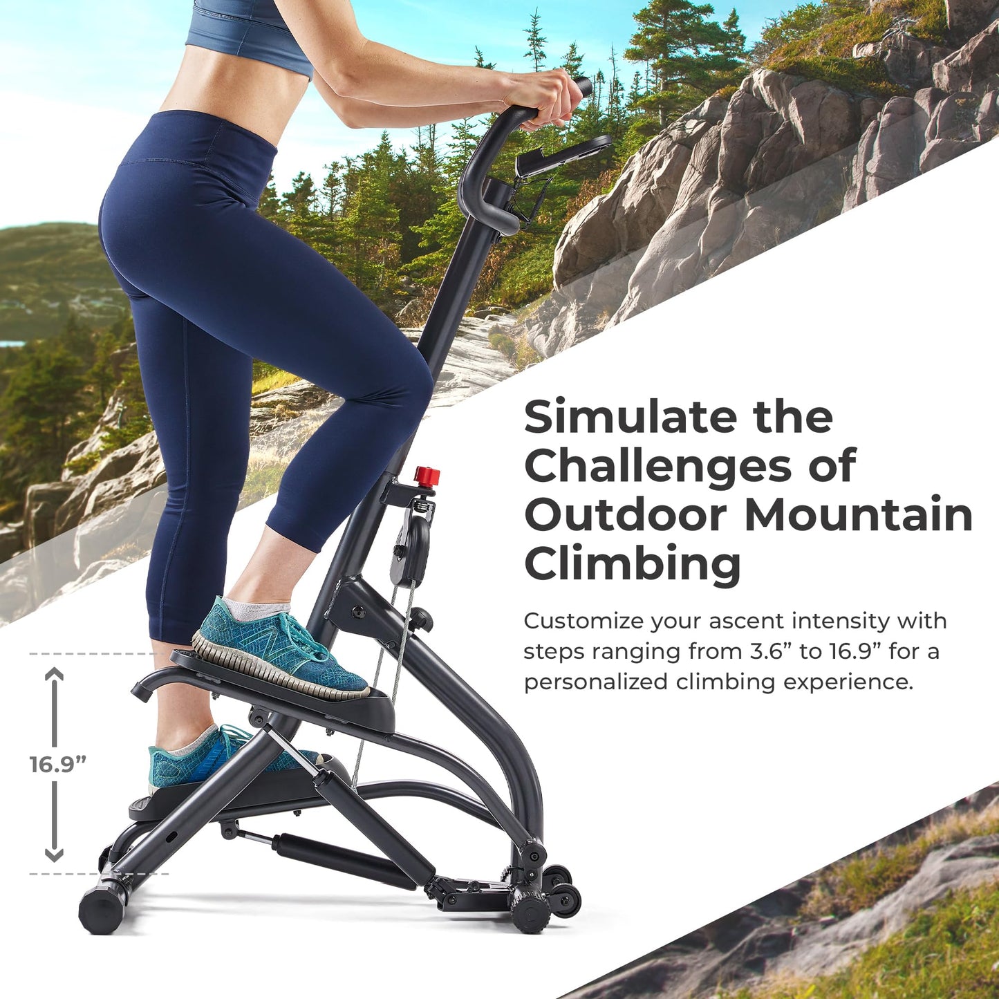 Stair Stepper with Handlebar, Extended Step Range Climber Machine for Legs, Core & Glutes, Compatible with Fitness App