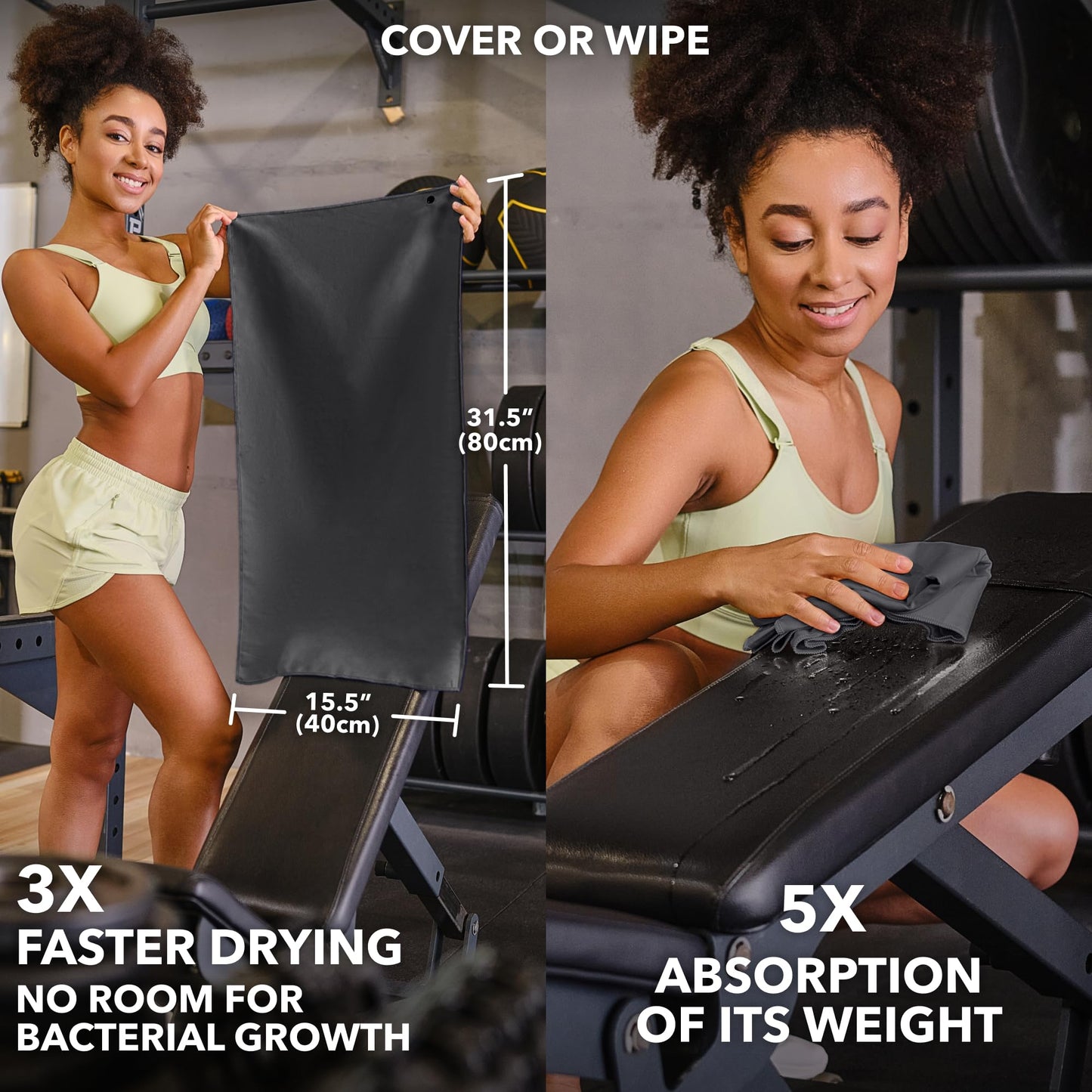Microfiber Workout Towels (Set of 5, Dark Gray) – Quick Dry, Odor-Free & Highly Absorbent Gym Towels for Men & Women | Ideal for Hot Yoga, Running, Tennis, Exercise, Camping & Sports