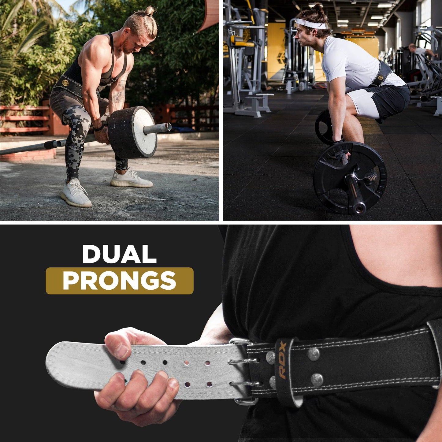 Leather Weight Lifting Belt for Men and Women, 4"–6" Padded Lumbar Support with 10 Adjustable Holes for Deadlifts, Squats, and Strength Training