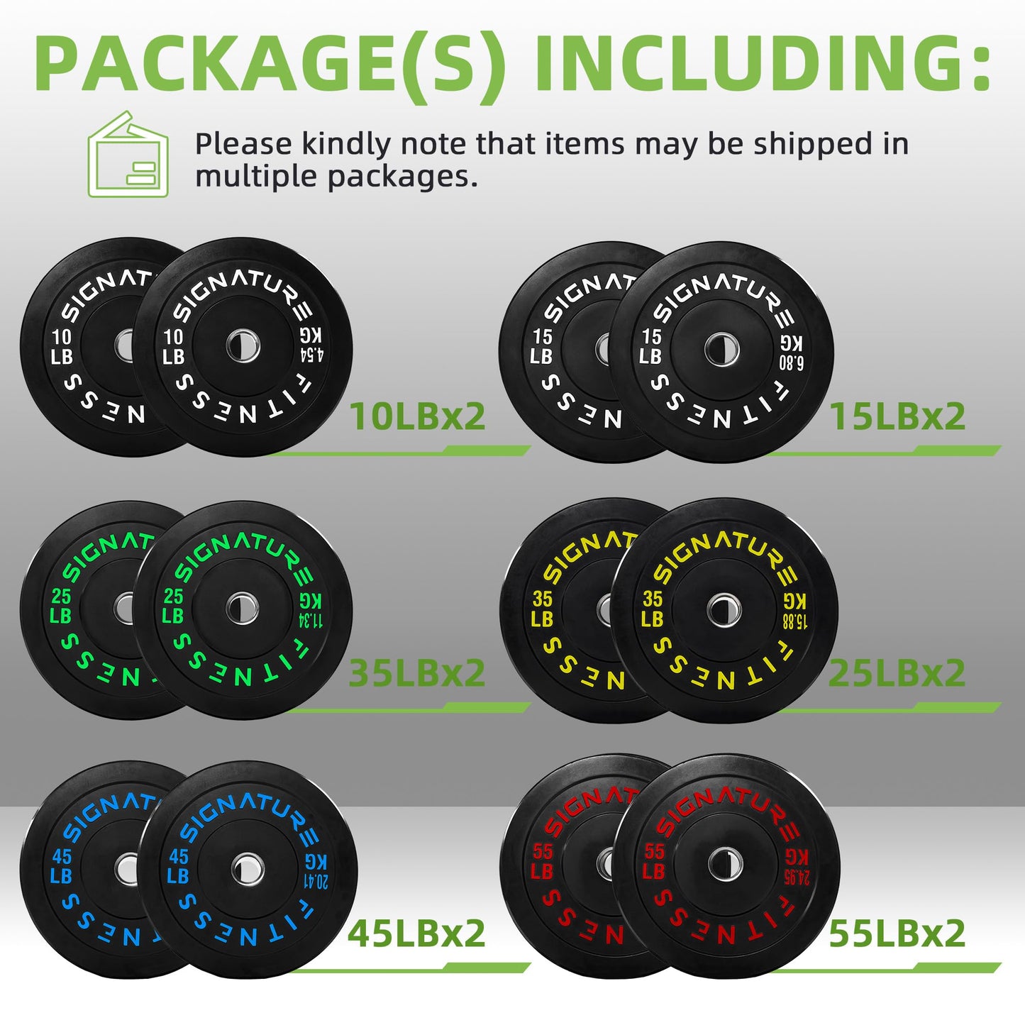 Fitvids Olympic Bumper Plates Set, 2" Weight Plates for Strength Training & Weightlifting, Pairs or Sets, or Sets with Barbell – Multiple Options