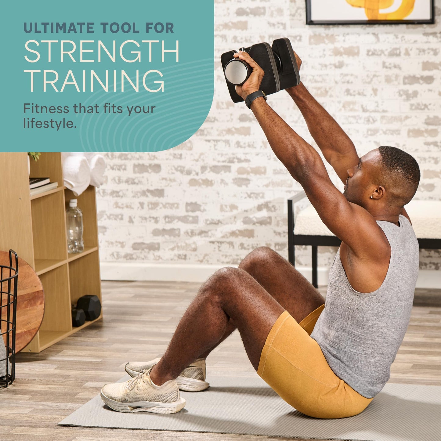 Adjustable 5-in-1 Dumbbell Set 15/25/43/55 lbs with Rack, Quick-Adjust Compact Hand Weights for Home Gym Fitness