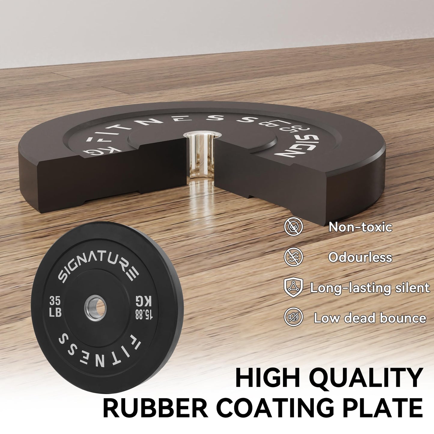 Fitvids 2-Inch Olympic Bumper Weight Plates with Steel Hub – Multiple Options for Strength Training and Weightlifting Sets