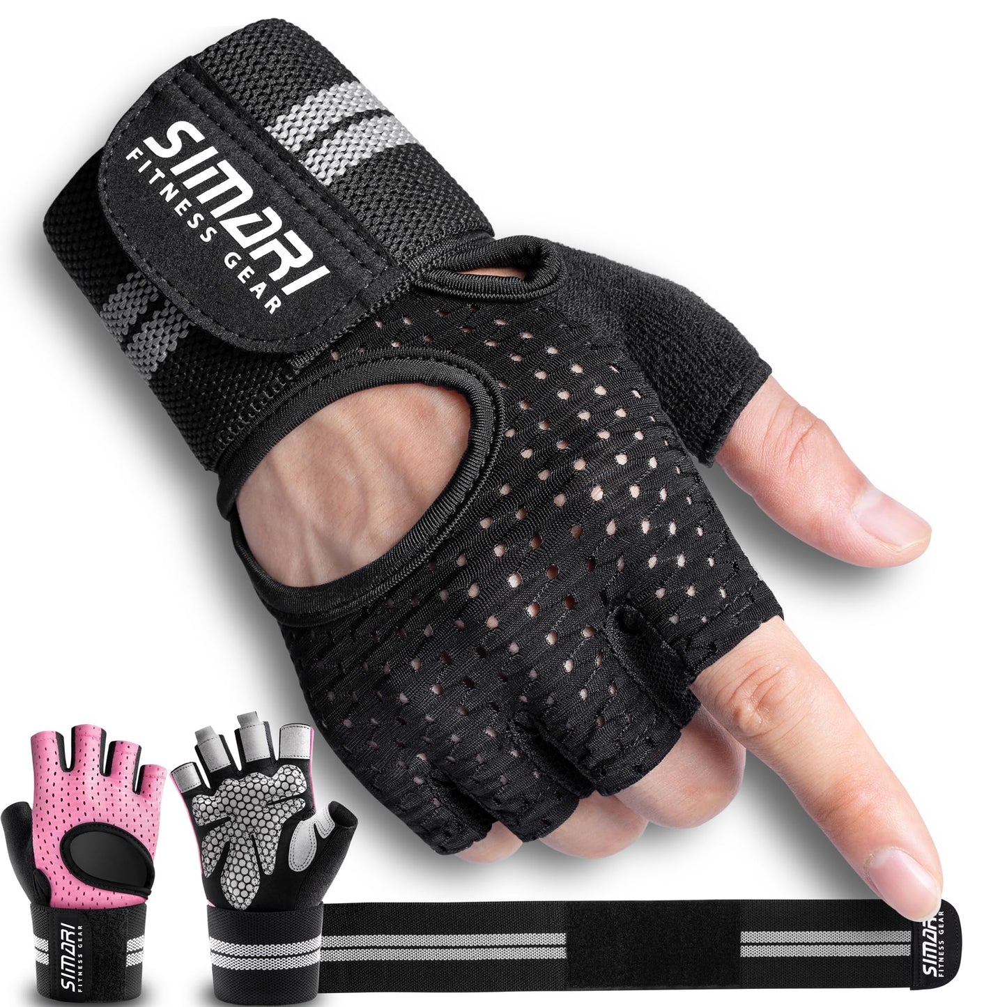 Breathable Workout Gloves for Men and Women, Padded Weight Lifting Gloves with Wrist Support, Full Palm Protection and Grip for Gym Training