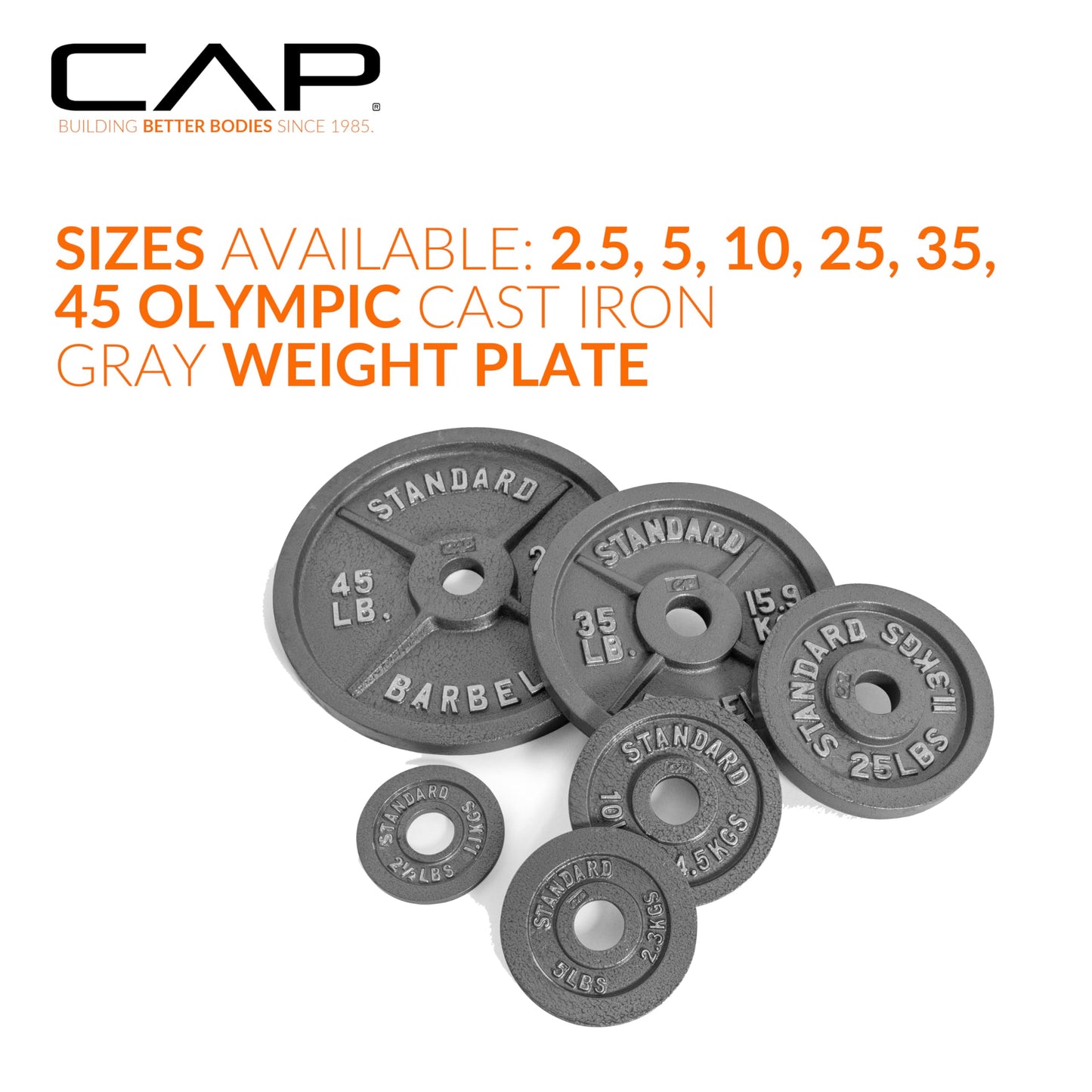 CAP Barbell 2-Inch Olympic Weight Plate – Cast Iron Barbell Plates for Strength Training, Powerlifting, and Weightlifting | Multiple Weight Options