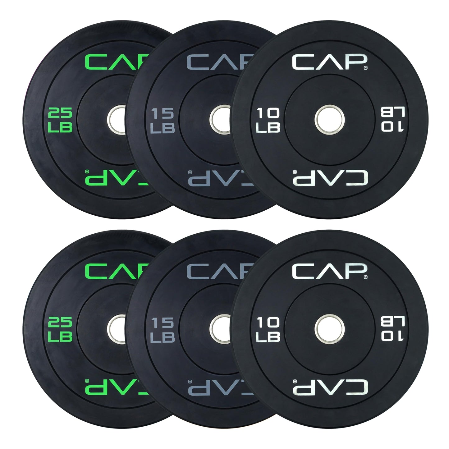 CAP Barbell 2-Inch Olympic Bumper Plate Set 100–370 lbs – Rubber-Coated Weight Plates for Strength Training, Powerlifting, and Weightlifting | Multiple Options
