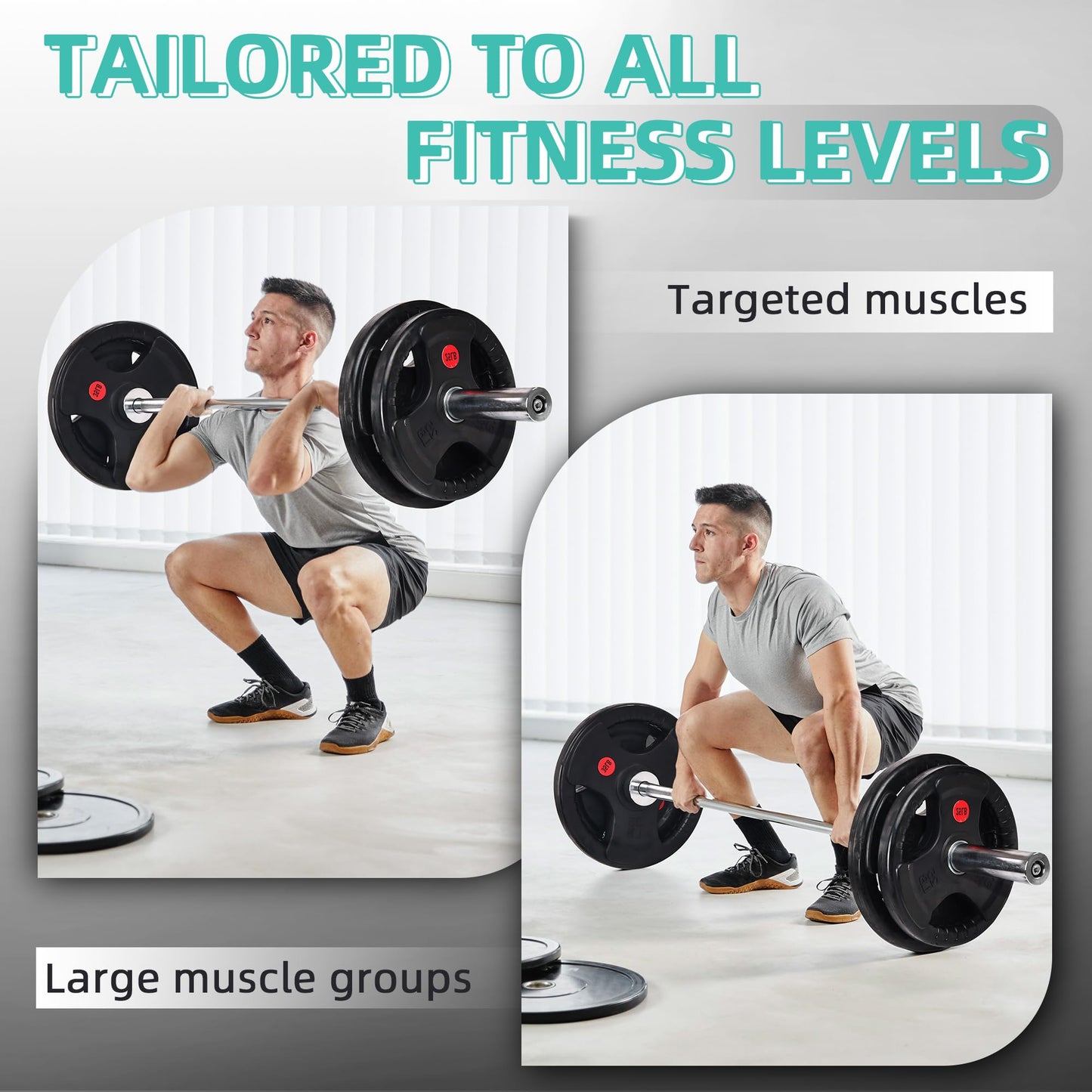 Fitvids 2-Inch Olympic Bumper Weight Plates with Steel Hub – Multiple Options for Strength Training and Weightlifting Sets