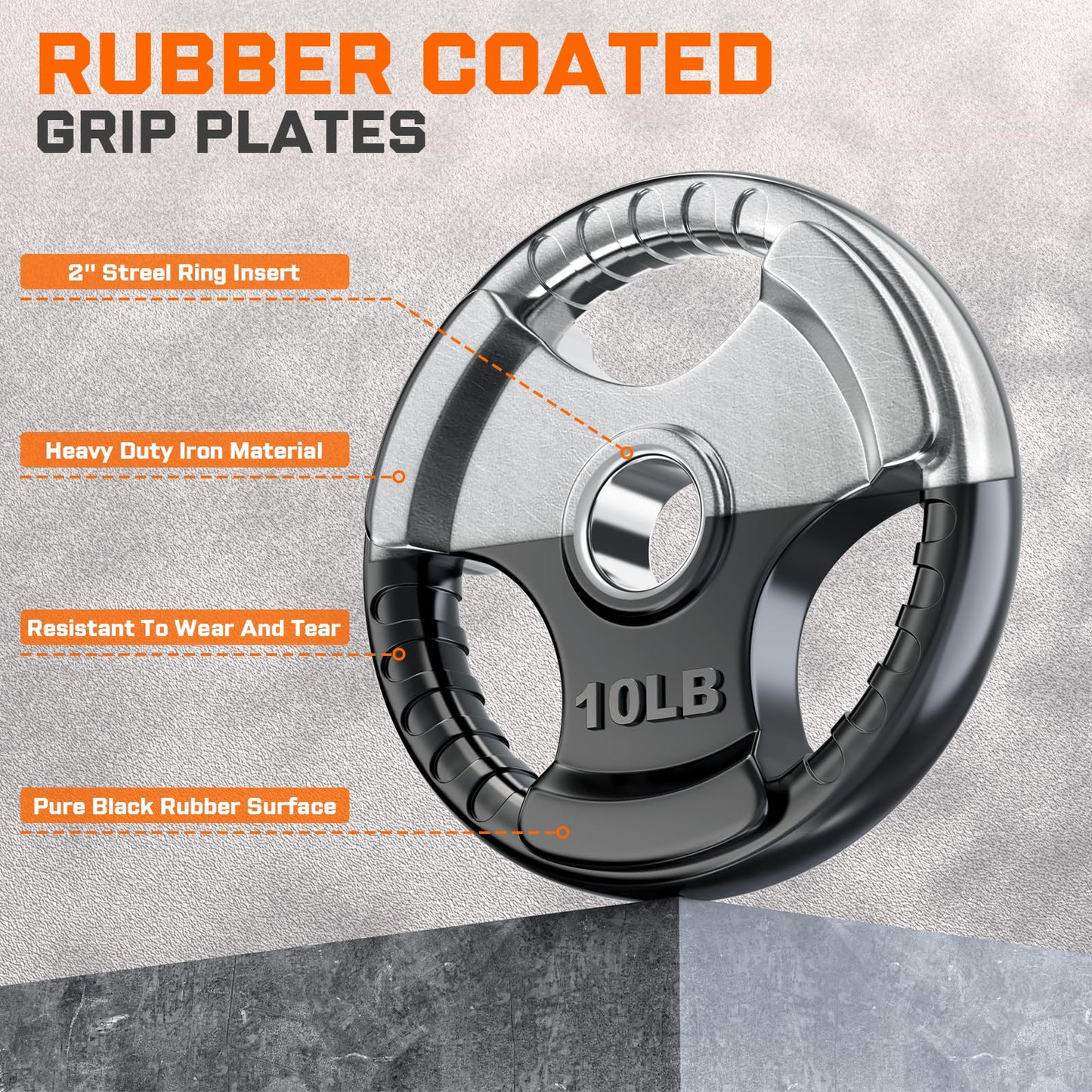 XDDIAS 2-Inch Olympic Rubber Weight Plates, Solid Cast Iron Grip Plates for Strength Training, Weightlifting, and Bodybuilding – Pairs and Sets for Home or Gym