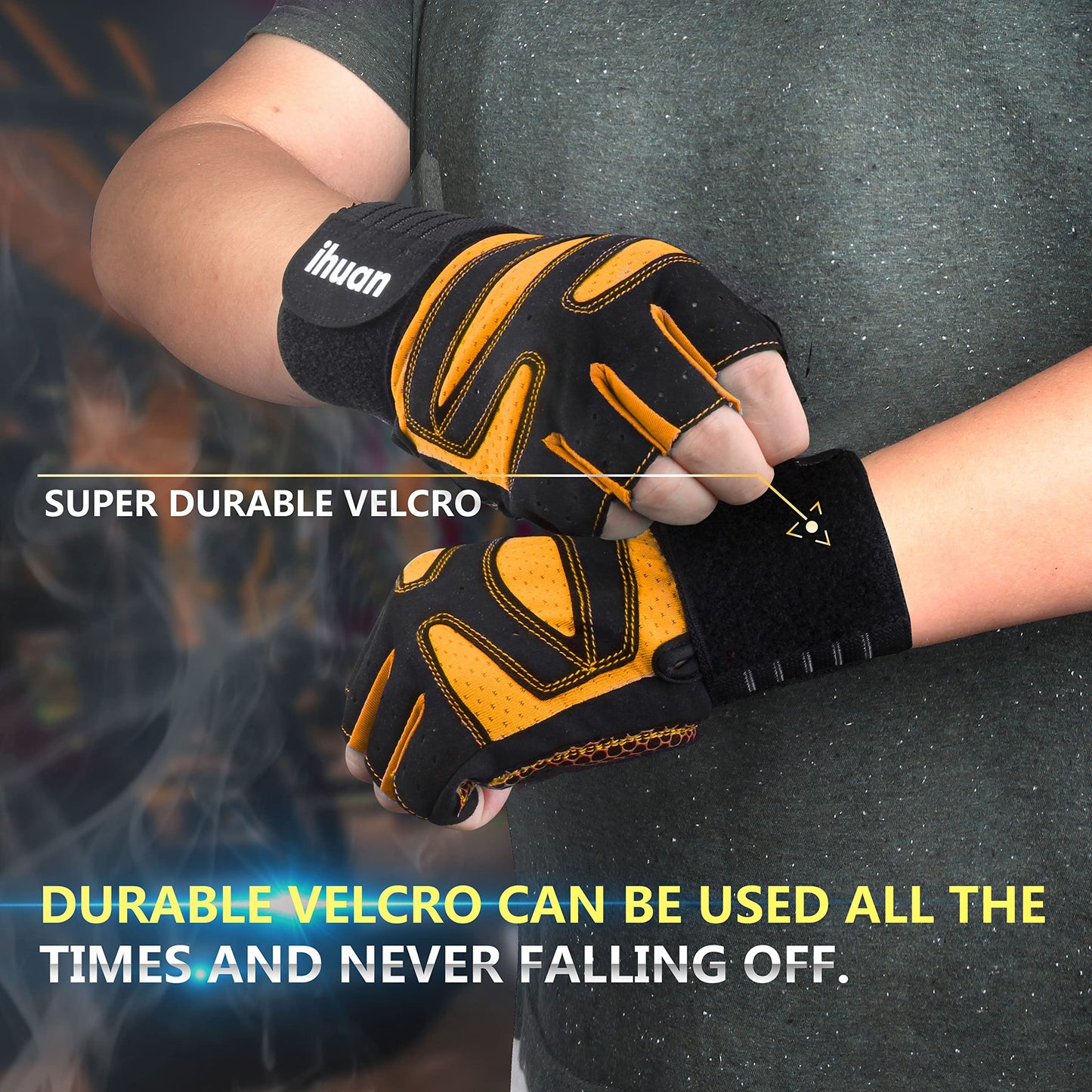Ventilated Weight Lifting Gloves for Men and Women, Wrist Wrap Support with Full Palm Protection for Gym, Fitness, and Pull Ups