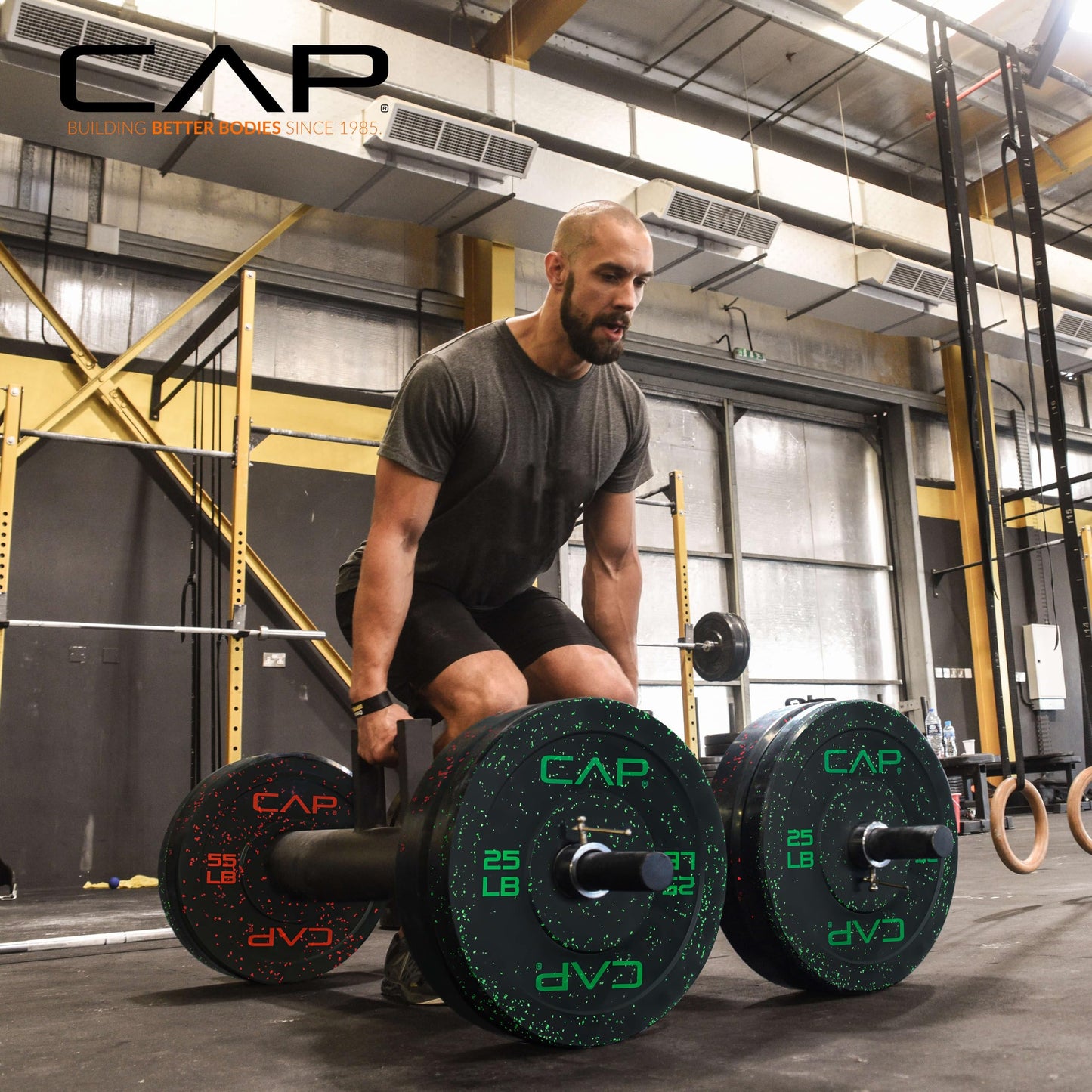 CAP Barbell 2-Inch Olympic Bumper Plate Set 100–370 lbs – Rubber-Coated Weight Plates for Strength Training, Powerlifting, and Weightlifting | Multiple Options