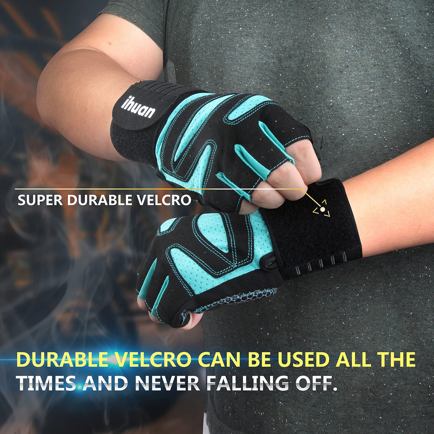 Ventilated Weight Lifting Gloves for Men and Women, Wrist Wrap Support with Full Palm Protection for Gym, Training, and Pull Ups