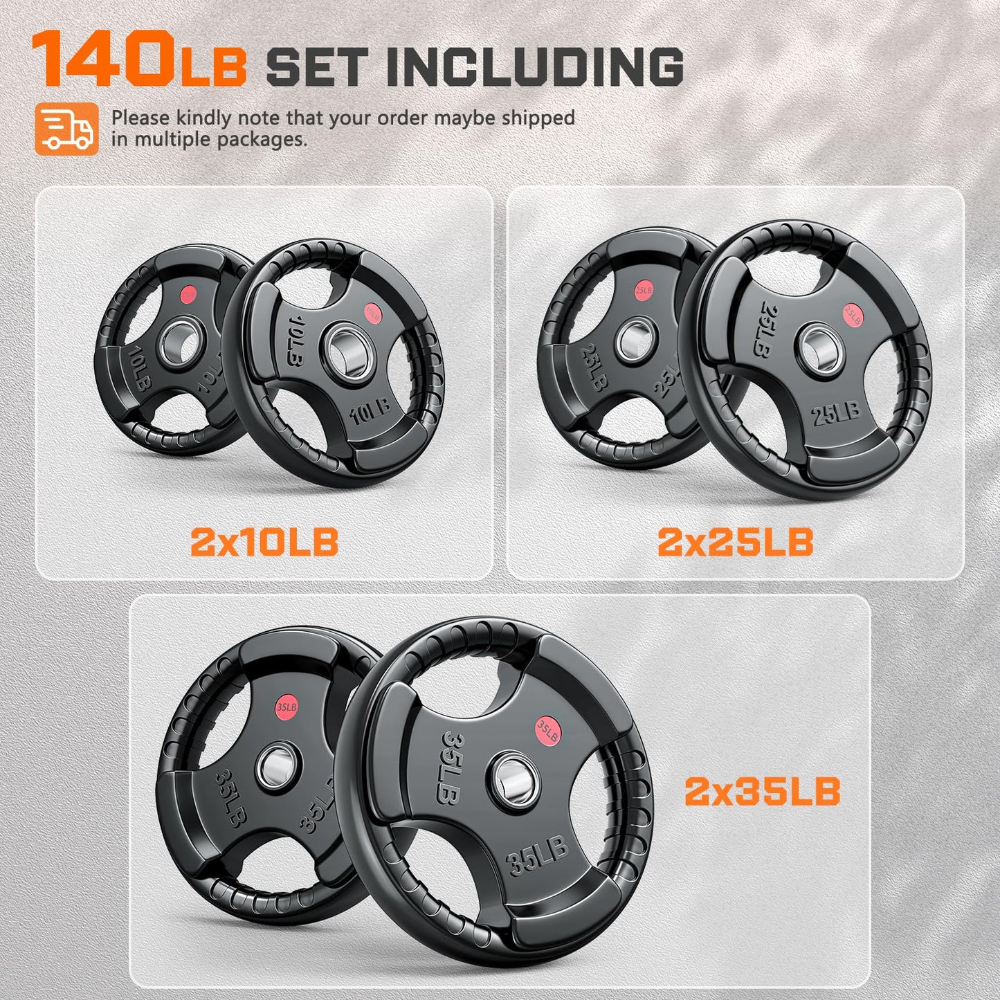 XDDIAS 2-Inch Olympic Rubber Weight Plates, Solid Cast Iron Grip Plates for Strength Training, Weightlifting, and Bodybuilding – Pairs and Sets for Home or Gym