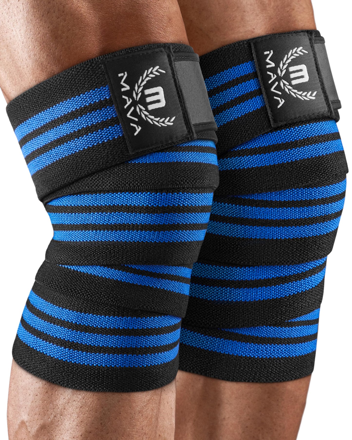 72" Elastic Knee Wraps for Men and Women, Pair of Compression Straps for Squats, Weightlifting, Cross Training, and Gym Workouts