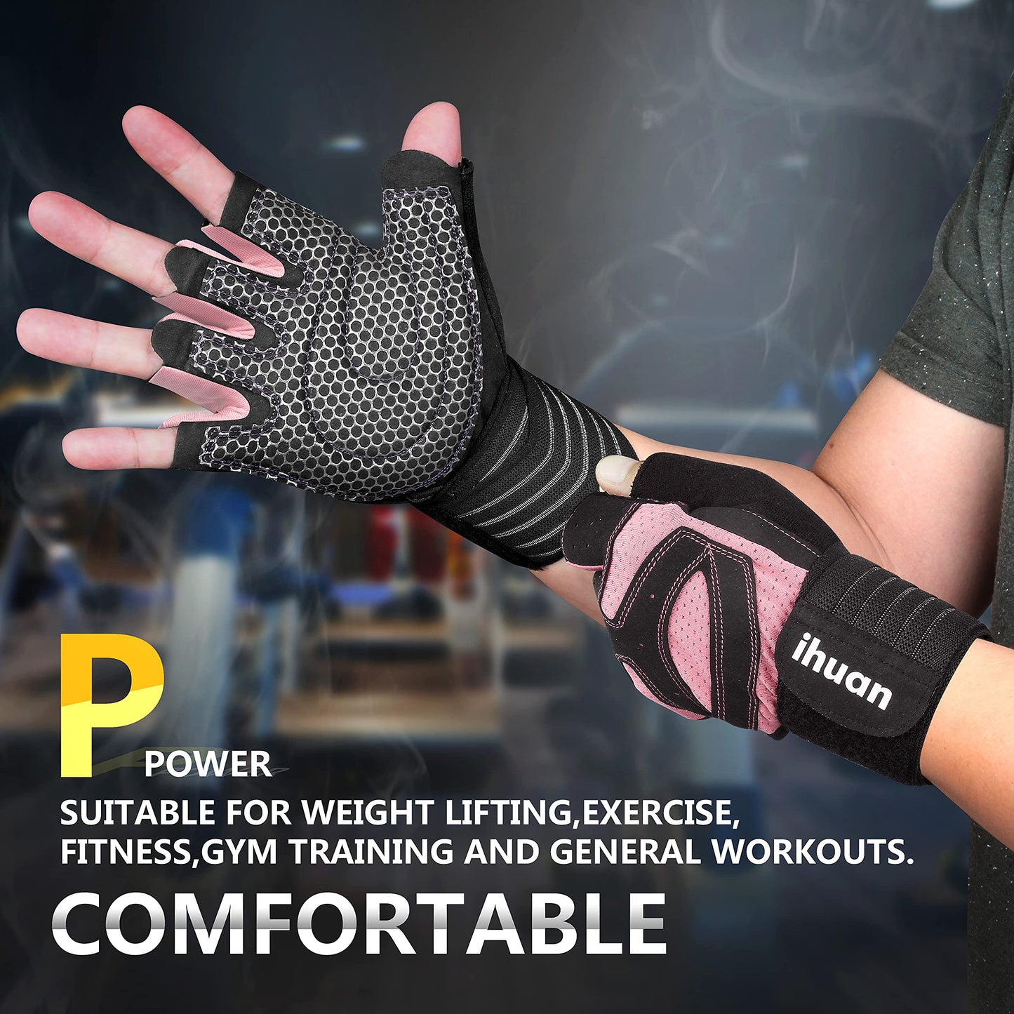 Ventilated Weight Lifting Gloves for Men and Women, Full Palm Protection with Wrist Wrap Support for Gym, Training, and Pull Ups