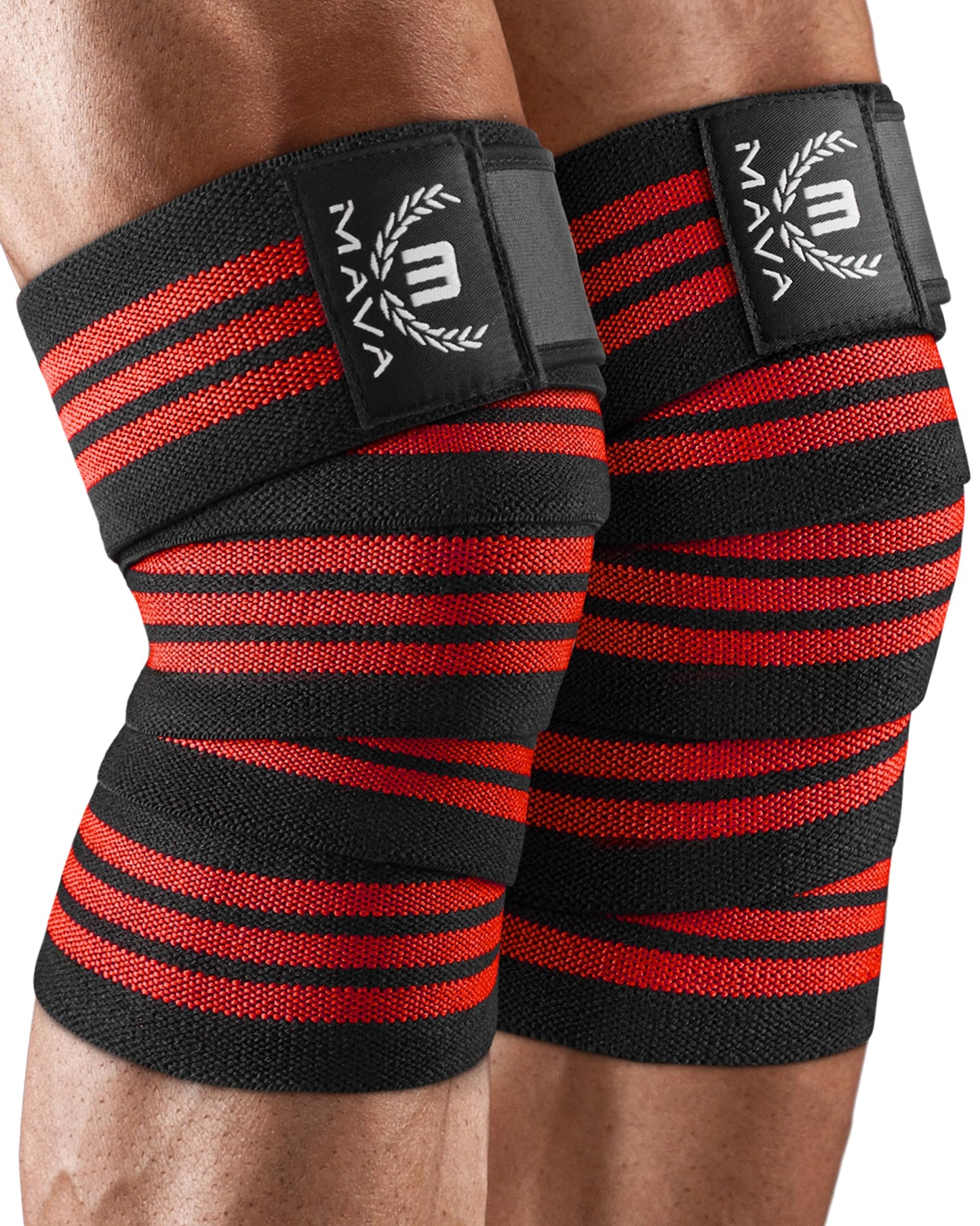 72" Elastic Knee Wraps for Men and Women, Pair of Compression Straps for Squats, Weightlifting, Cross Training, and Gym Workouts