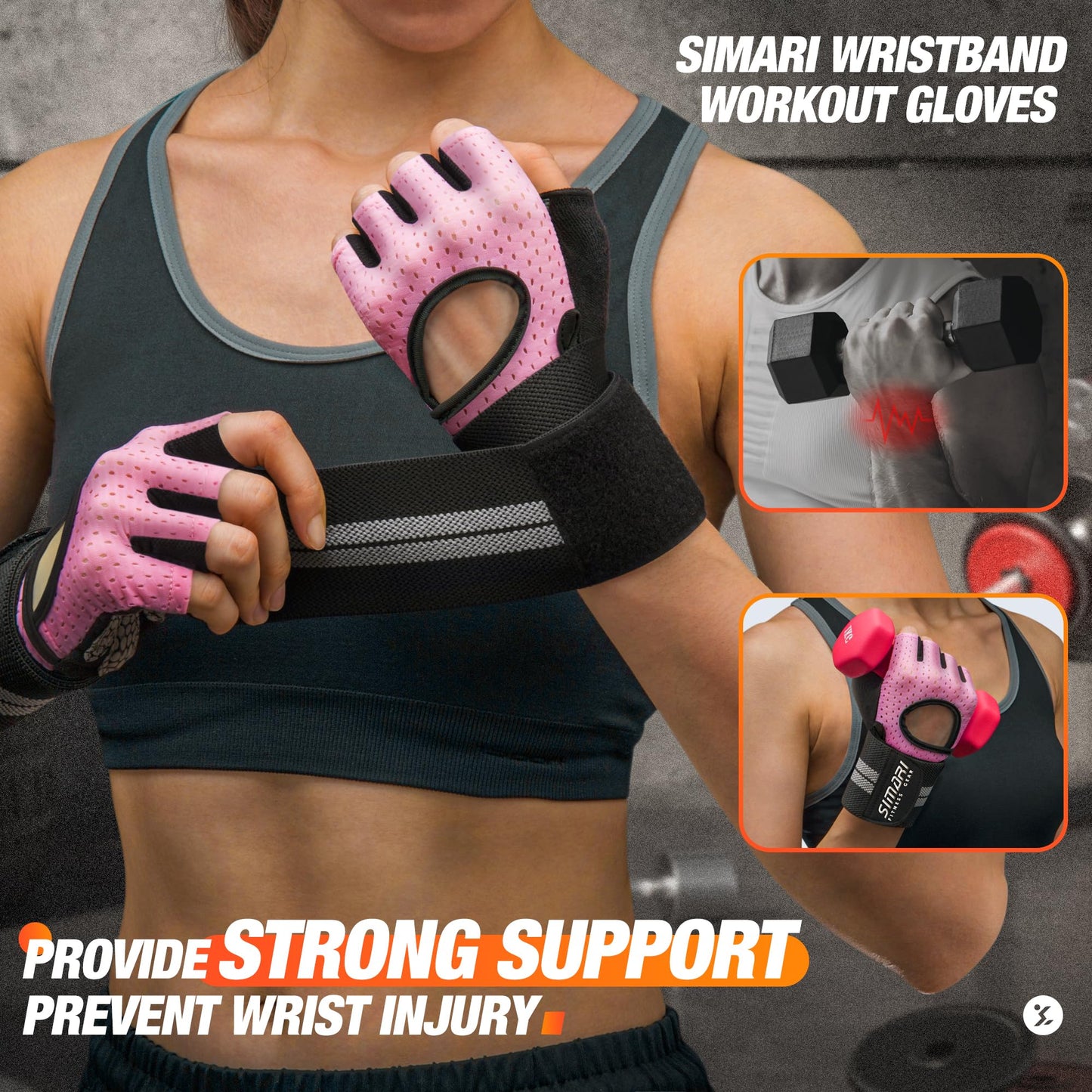 Breathable Workout Gloves for Men and Women, Padded Weight Lifting Gloves with Wrist Wraps, Full Palm Protection, Fingerless Grip for Gym Training