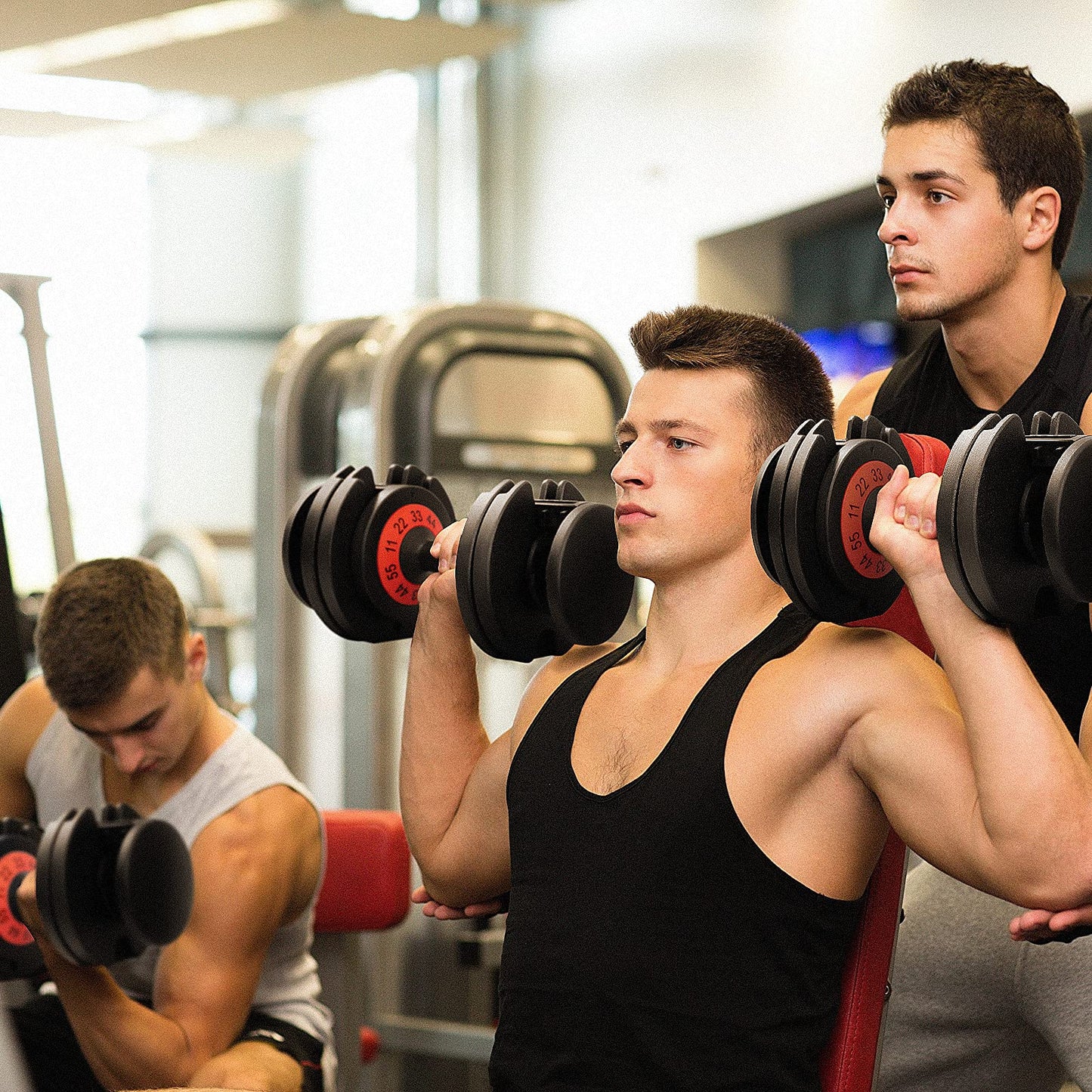 Adjustable Dumbbell Set 25/55 lbs Pair, Fast-Adjust Anti-Slip Handle for Home Gym Workouts