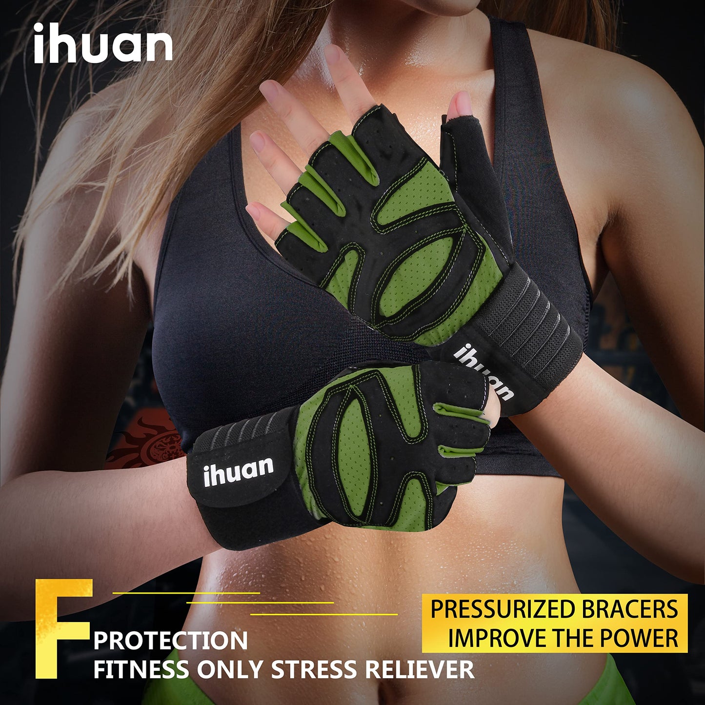 Ventilated Weight Lifting Gloves for Men and Women, Wrist Wrap Support with Full Palm Protection for Gym, Training, and Fitness