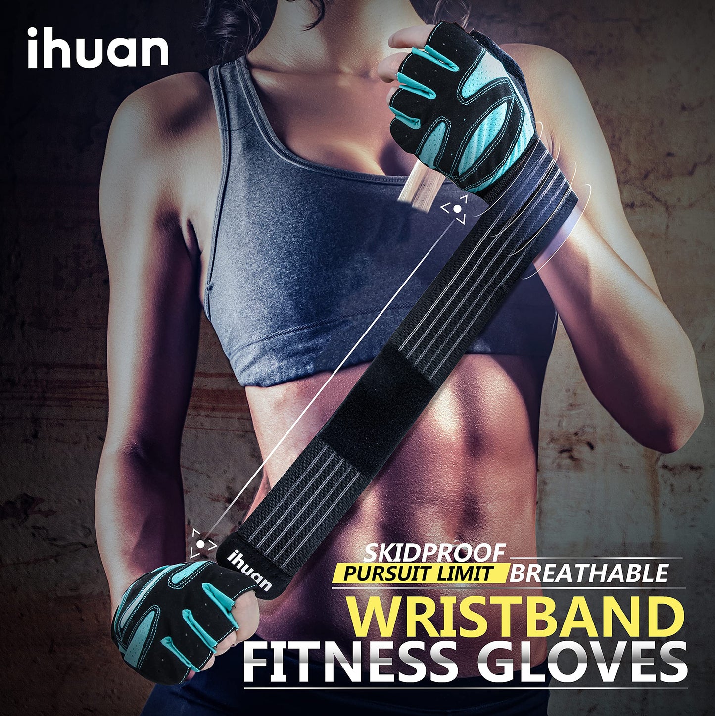 Ventilated Weight Lifting Gloves for Men and Women, Wrist Wrap Support with Full Palm Protection for Gym, Training, and Pull Ups